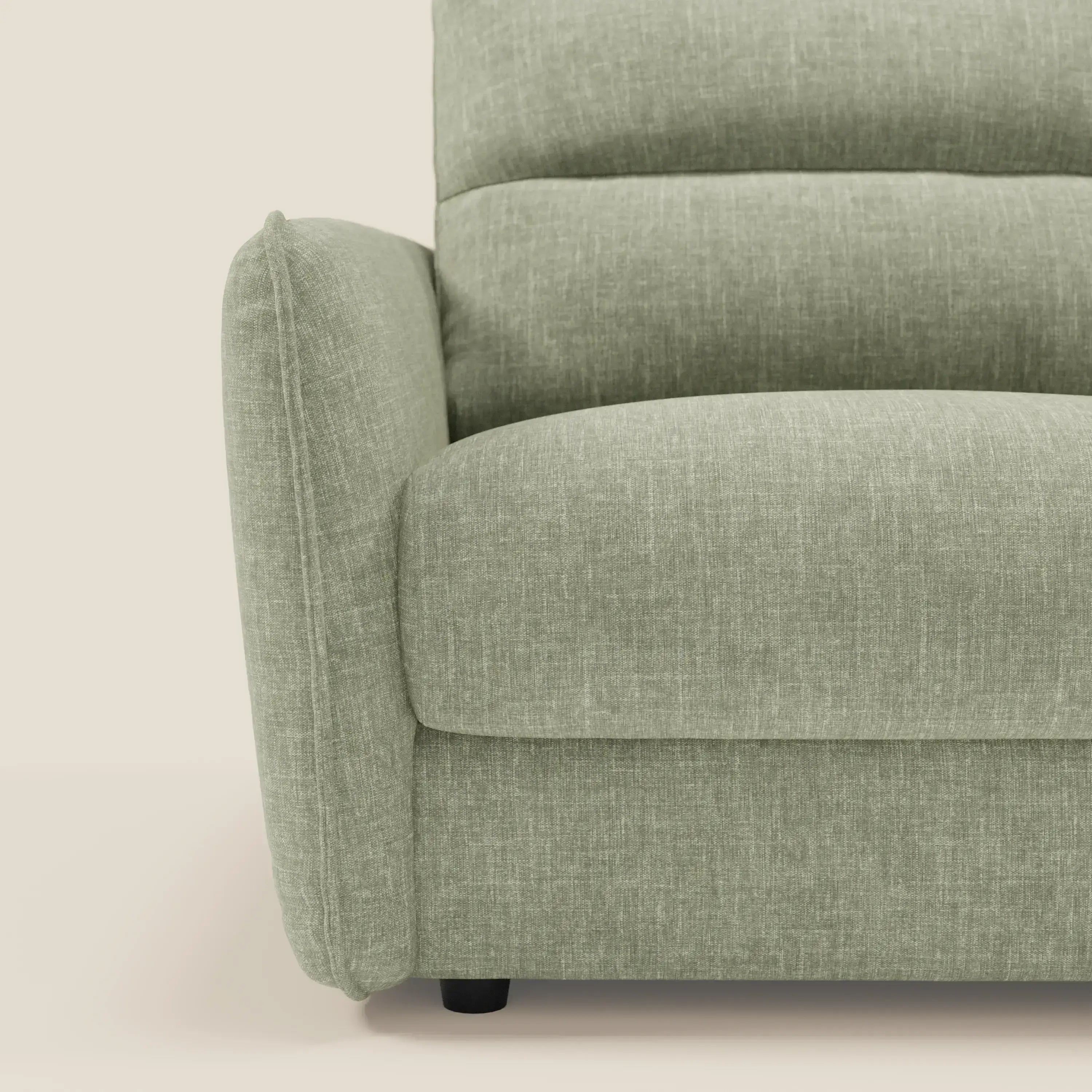 Elios Schlafsofa mit weichen Rückenkissen aus abwaschbarem Stoff T24 salbeigrün