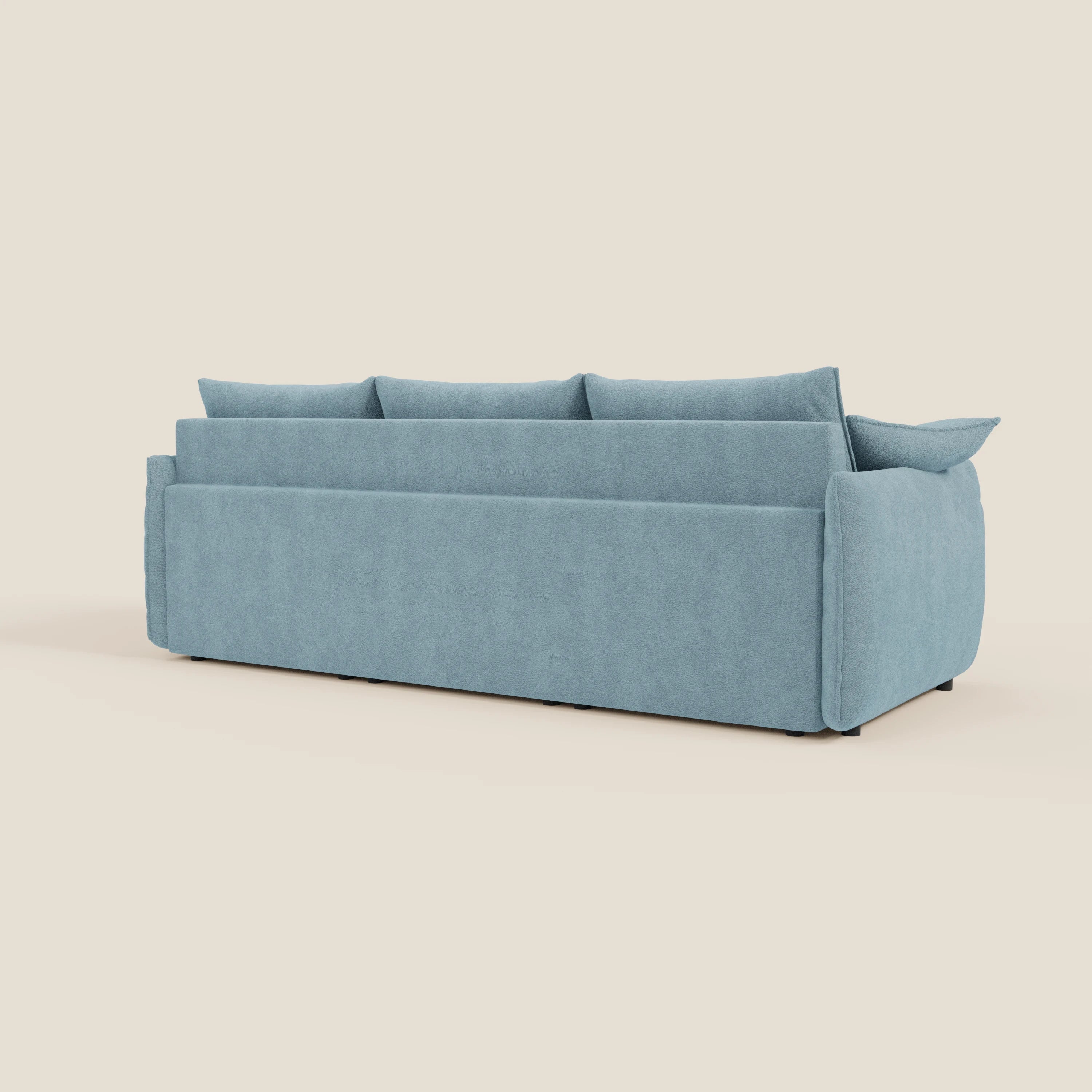 Flexar wendbares Ecksofa mit ausziehbaren Sitzen aus weichem wasserfestem bouclé T07 Baby Blau