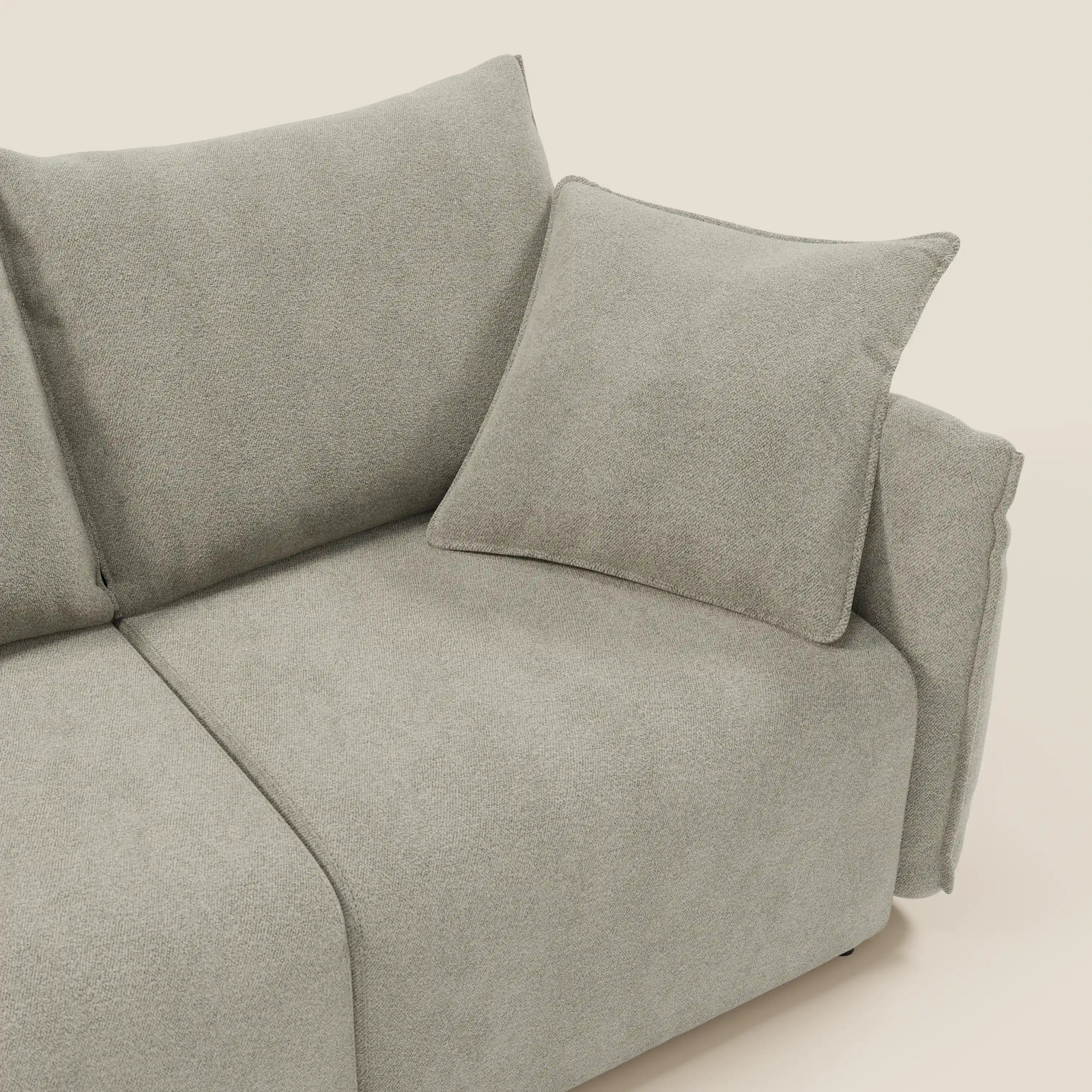 Flexar Sofa mit 3 ausziehbaren Sitzen und Rückenlehne aus Gänsedaunen aus weichem, wasserfestem Bouclé T07 beige