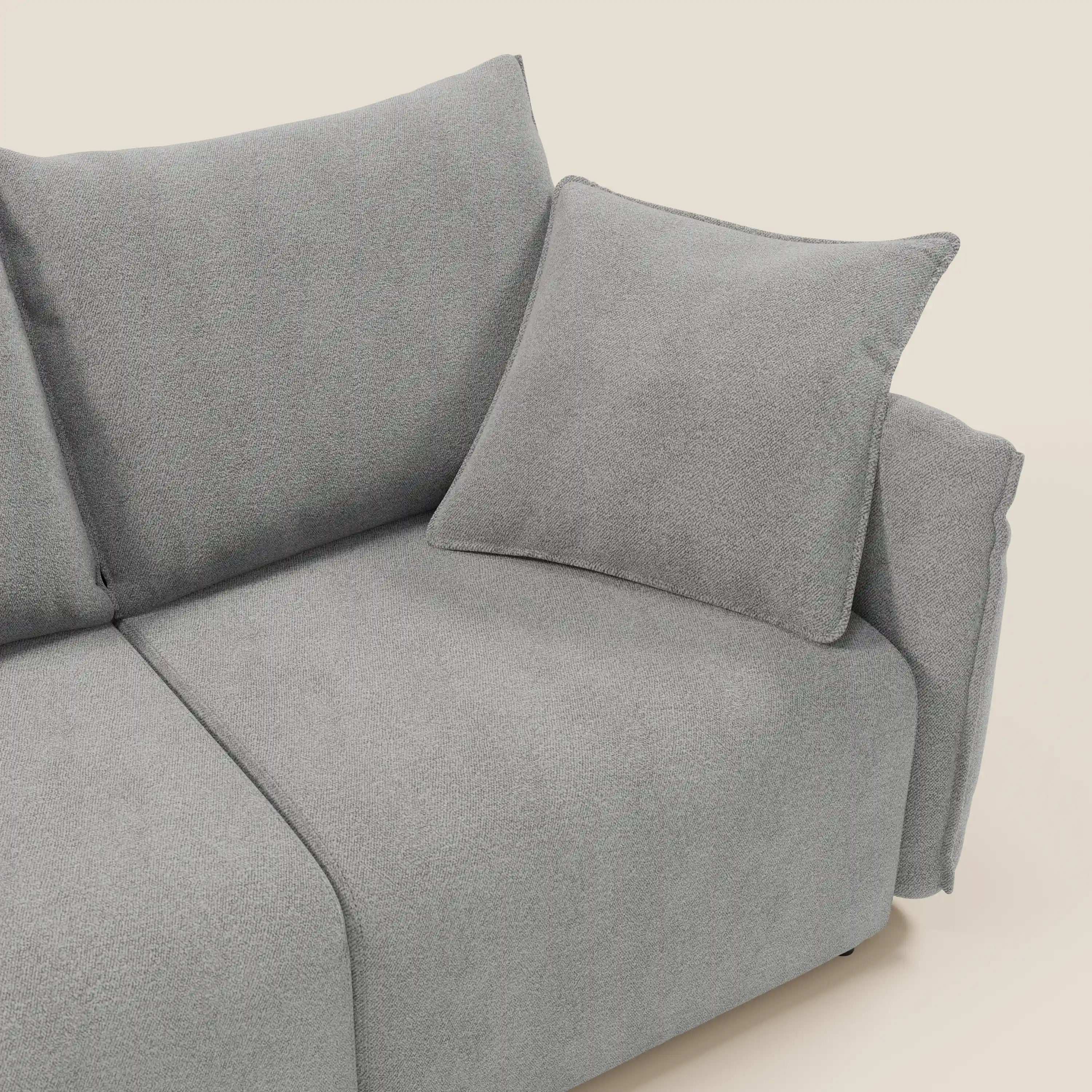 Flexar Sofa mit 3 ausziehbaren Sitzen und Rückenlehne aus Gänsedaunen aus weichem, wasserfestem Bouclé T07 grau