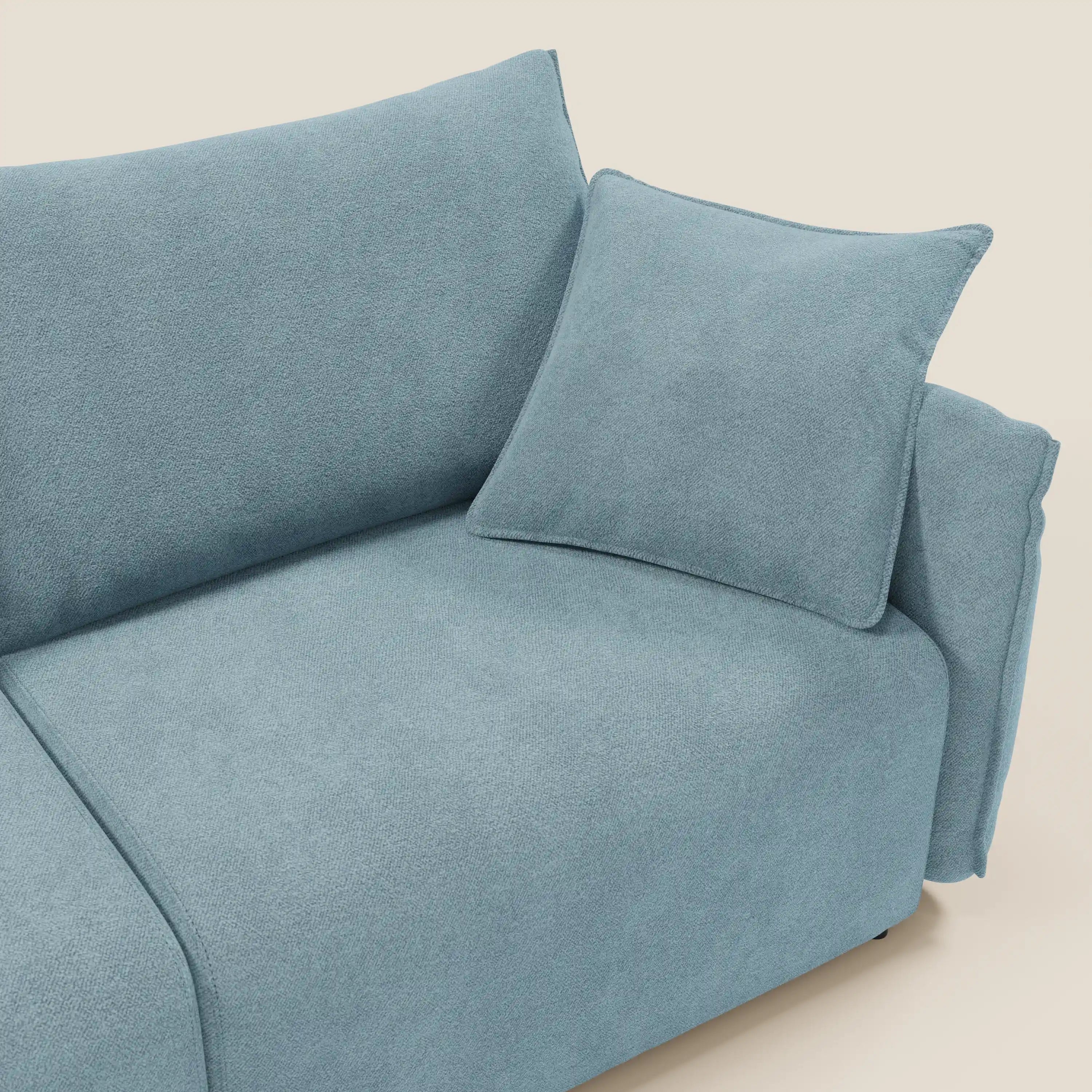 Flexar Sofa mit ausziehbaren Sitzen und Rückenlehne aus Gänsedaunen aus weichem, wasserfestem Bouclé T07 baby blau