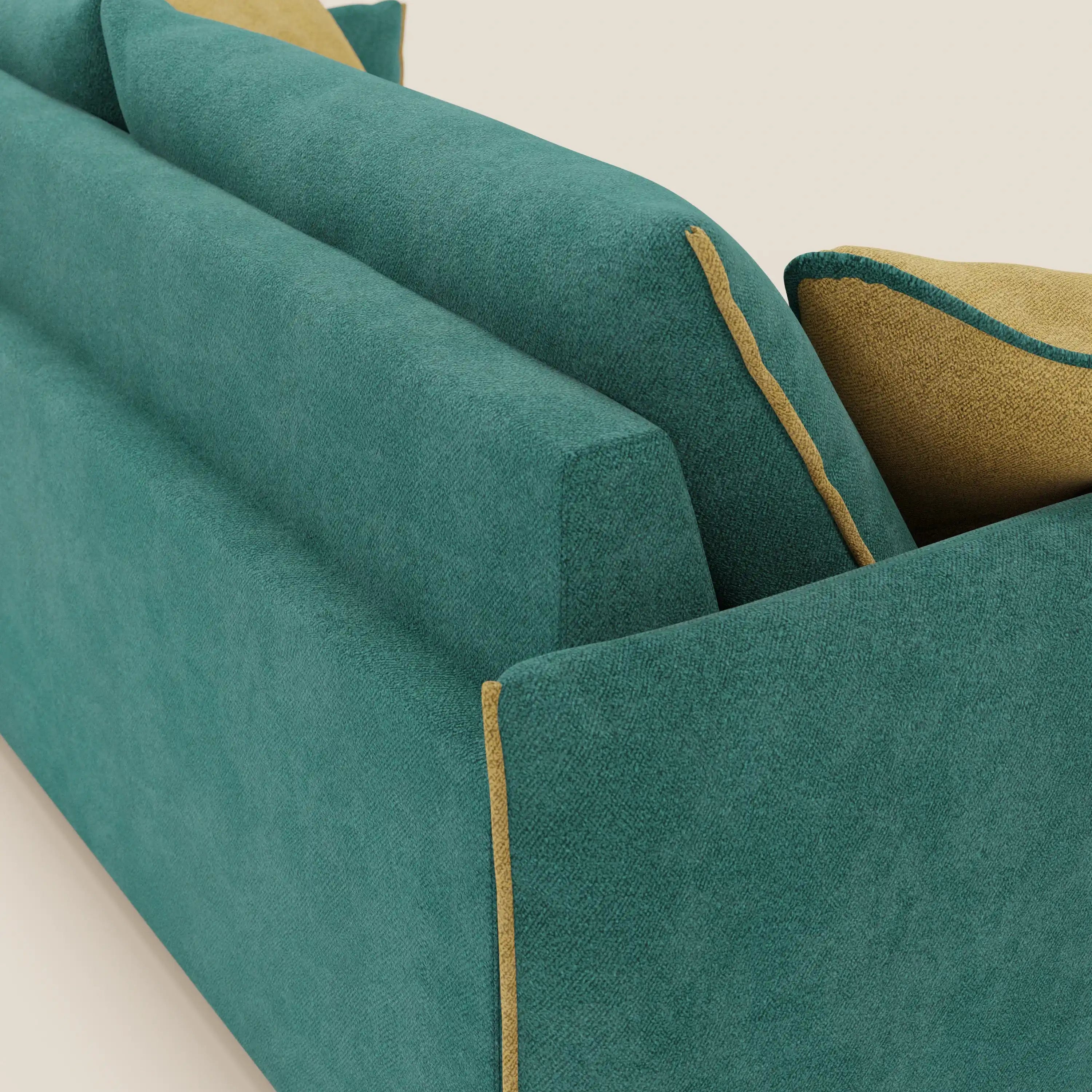 Flexar Sofa mit ausziehbaren Sitzen und Rückenlehne aus Gänsedaunen aus weichem, wasserfestem Bouclé T07 grün - gelb