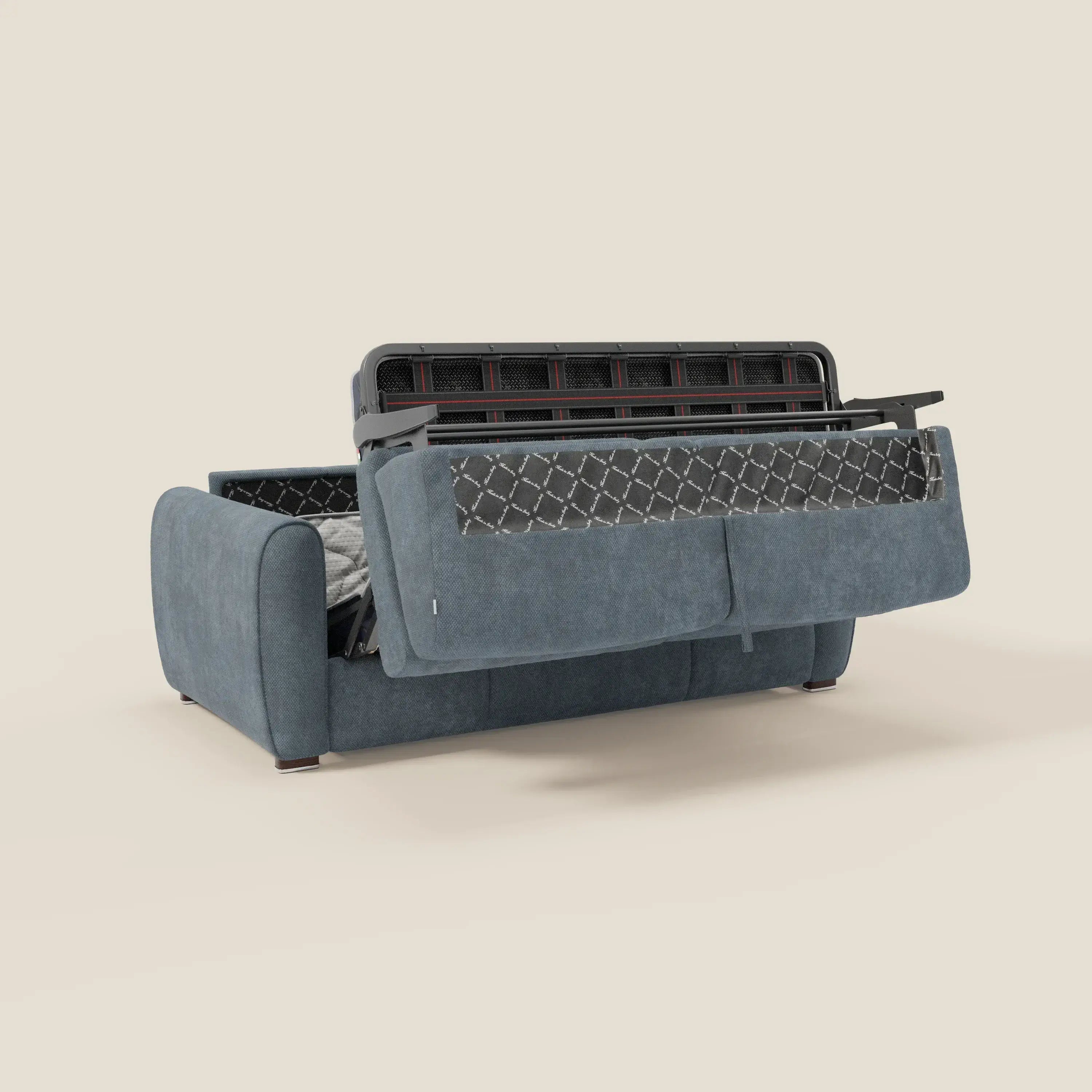 Kaleo Modernes Schlafsofa mit Matratze H17 cm – aus edlem, wasserabweisendem Stoff T26 baby blau