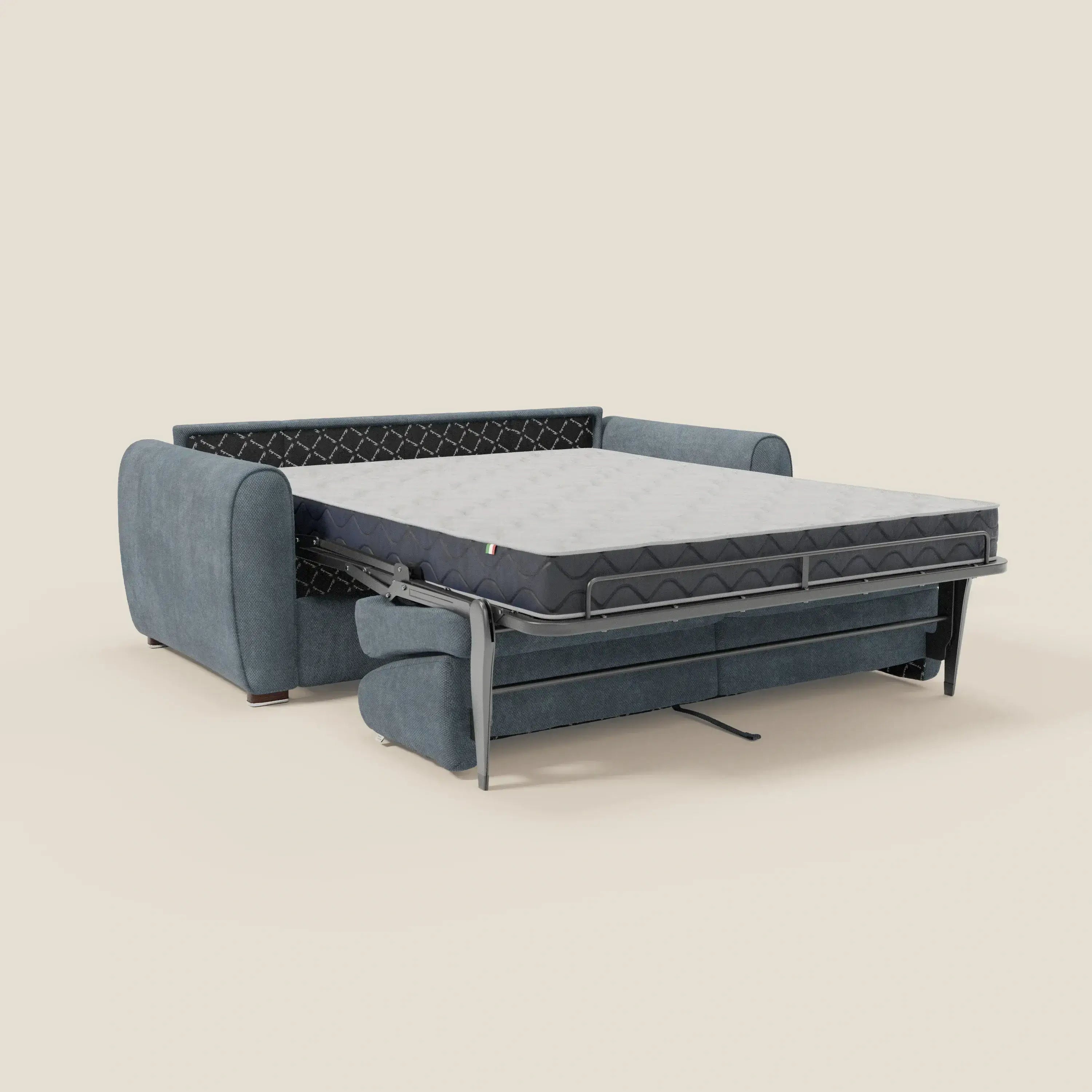 Kaleo Modernes Schlafsofa mit Matratze H17 cm – aus edlem, wasserabweisendem Stoff T26 baby blau