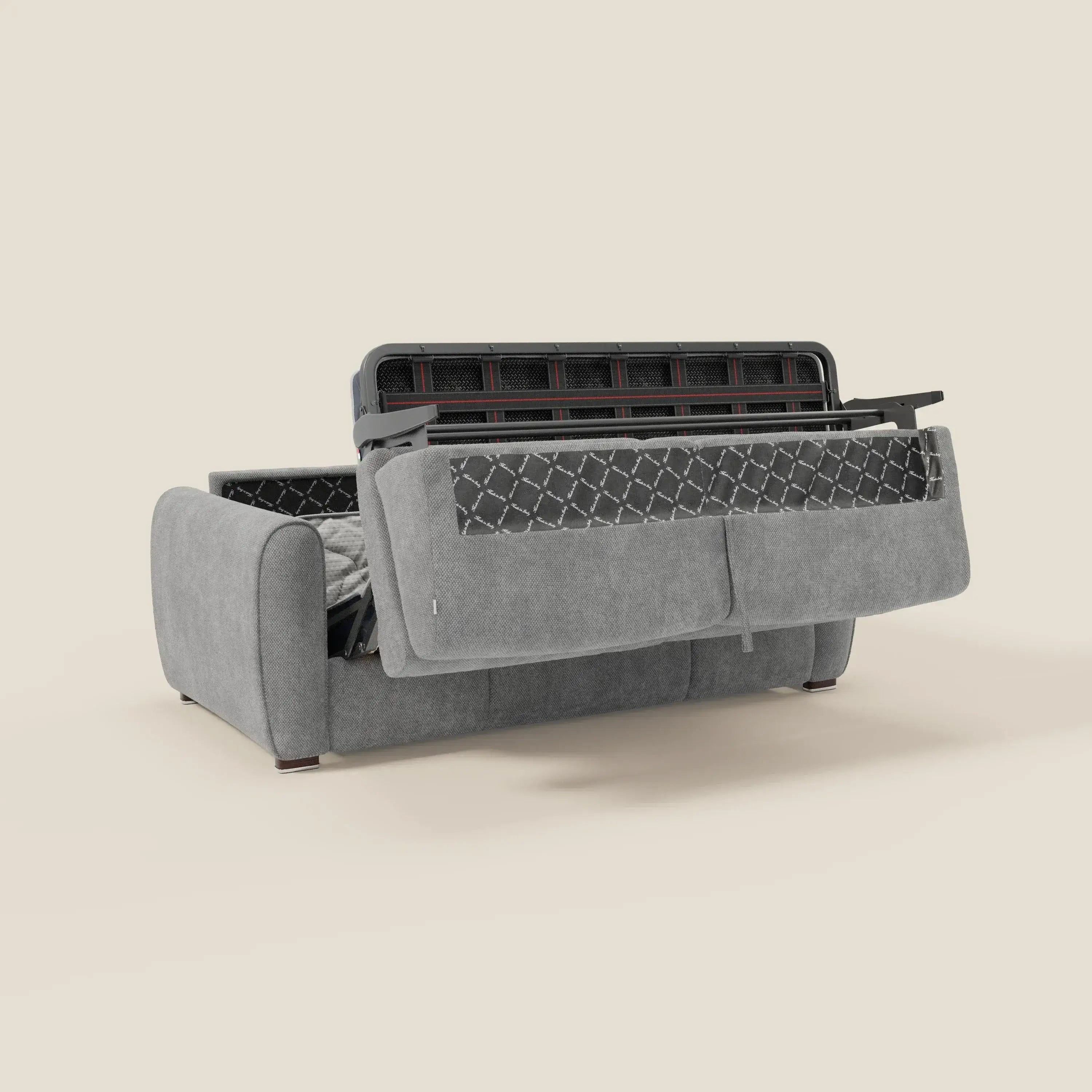 Kaleo Modernes Schlafsofa mit Matratze H17 cm – aus edlem, wasserabweisendem Stoff T26 grau