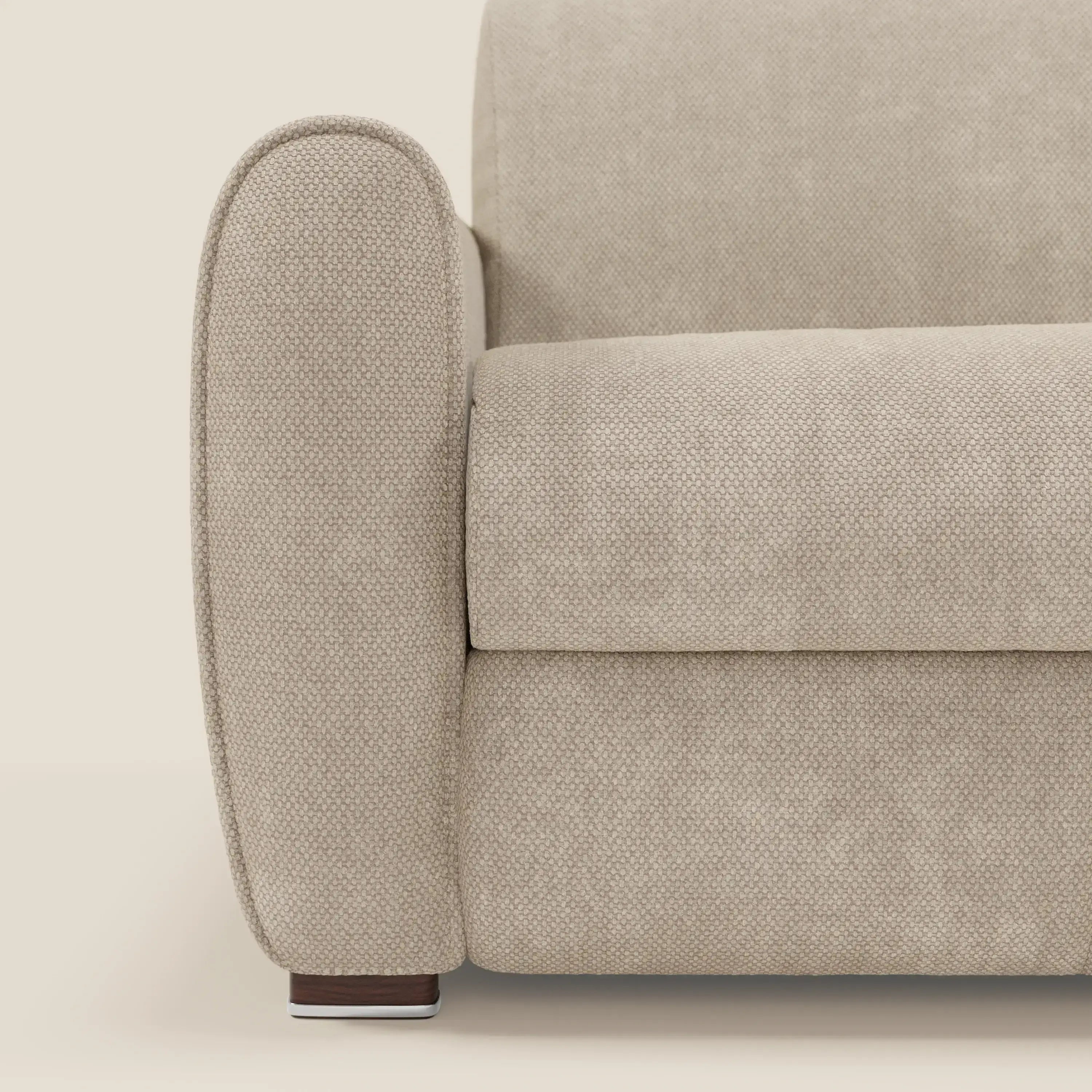 Kaleo Modernes Schlafsofa mit Matratze H17 cm – aus edlem, wasserabweisendem Stoff T26 creme