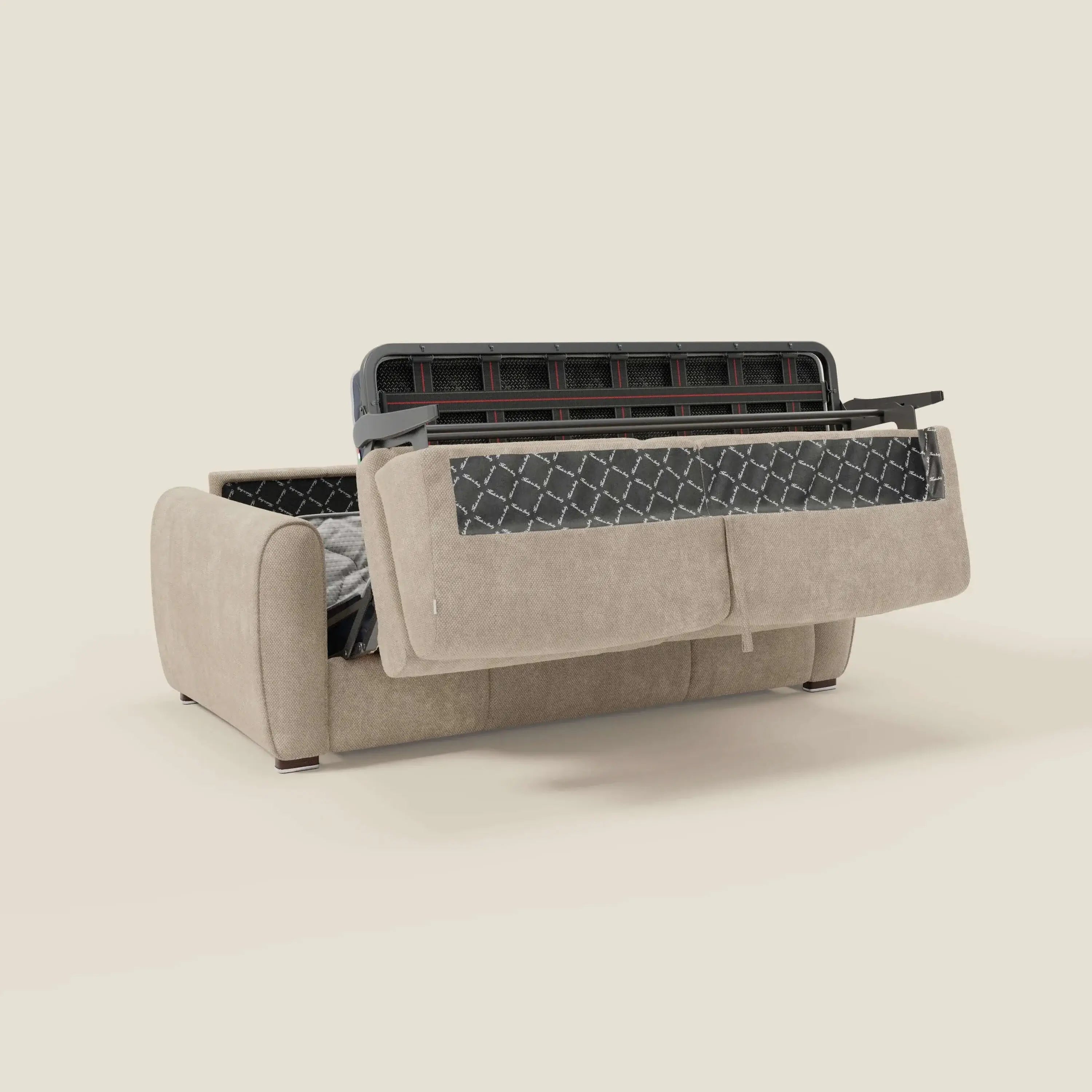 Kaleo Modernes Schlafsofa mit Matratze H17 cm – aus edlem, wasserabweisendem Stoff T26 creme