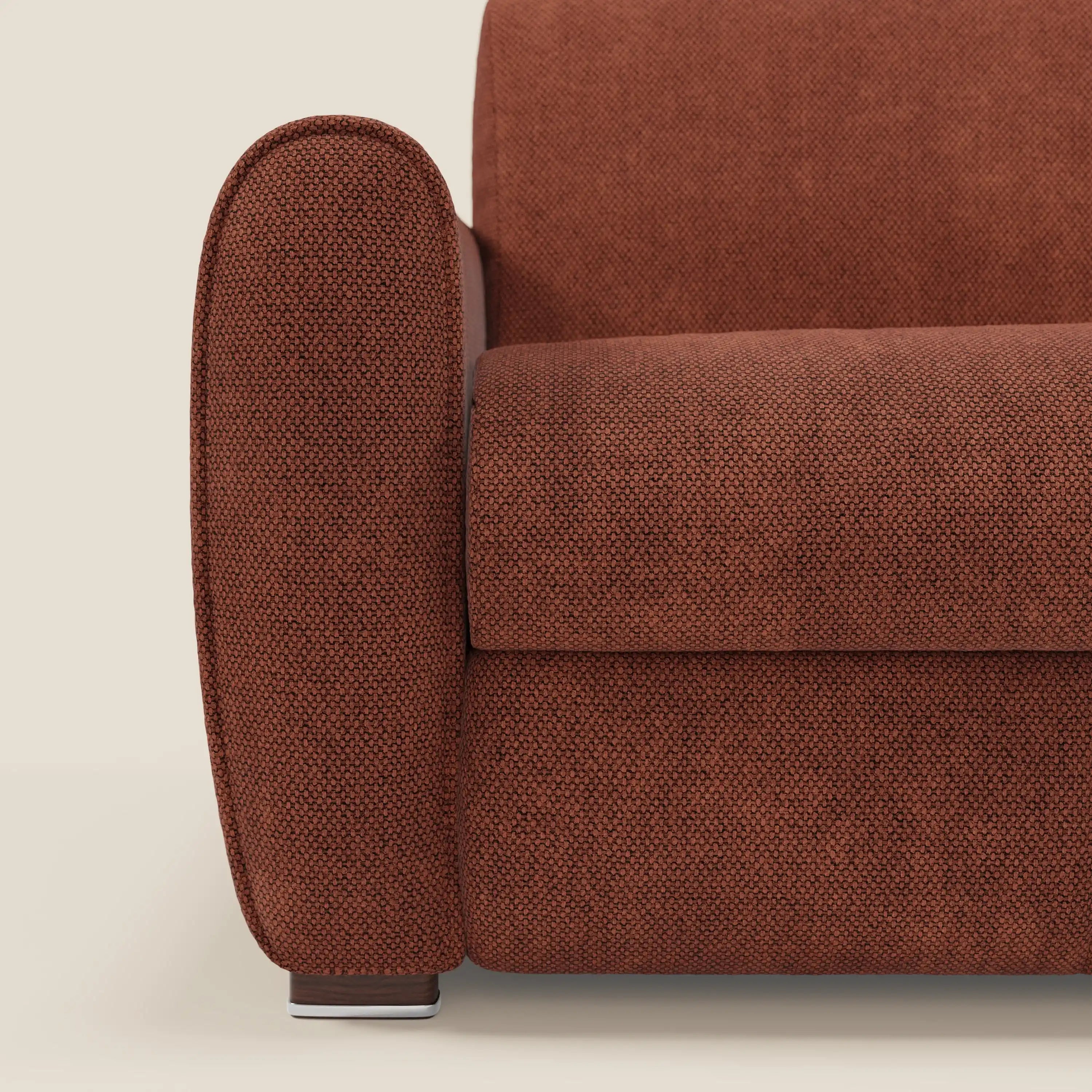Kaleo Modernes Schlafsofa mit Matratze H17 cm – aus edlem, wasserabweisendem Stoff T26 rostrot