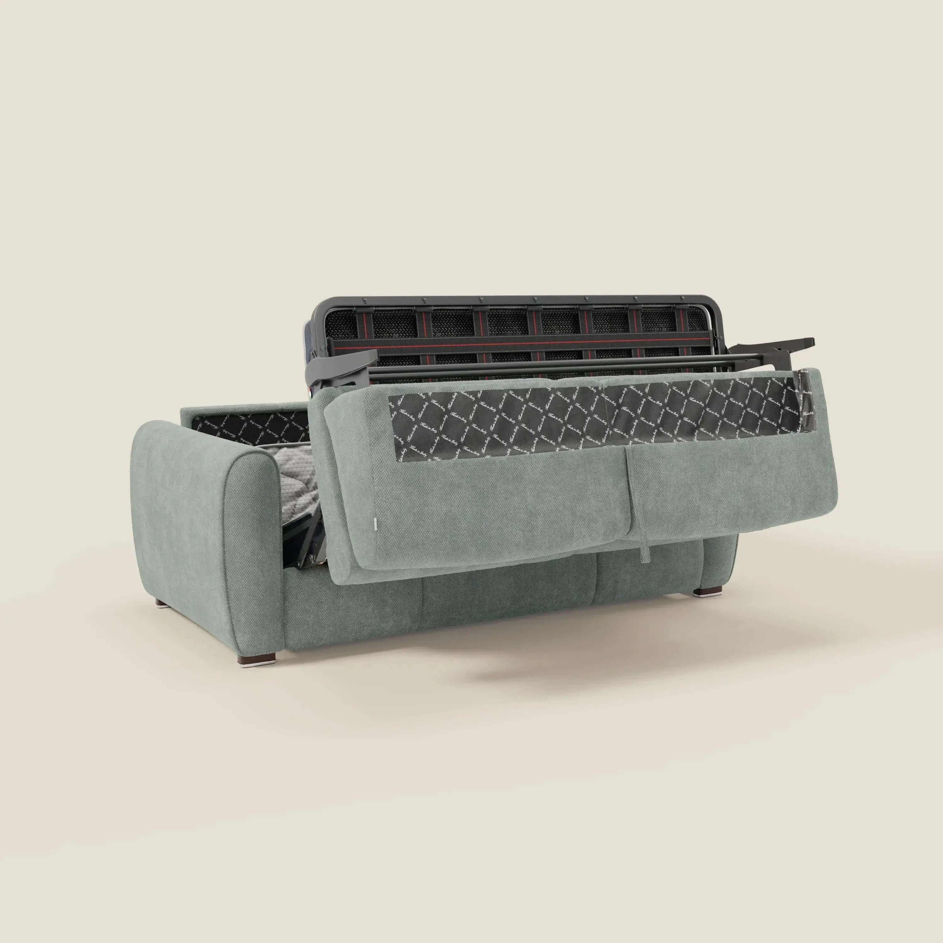 Kaleo Modernes Schlafsofa mit Matratze H17 cm – aus edlem, wasserabweisendem Stoff T26 aquamarin