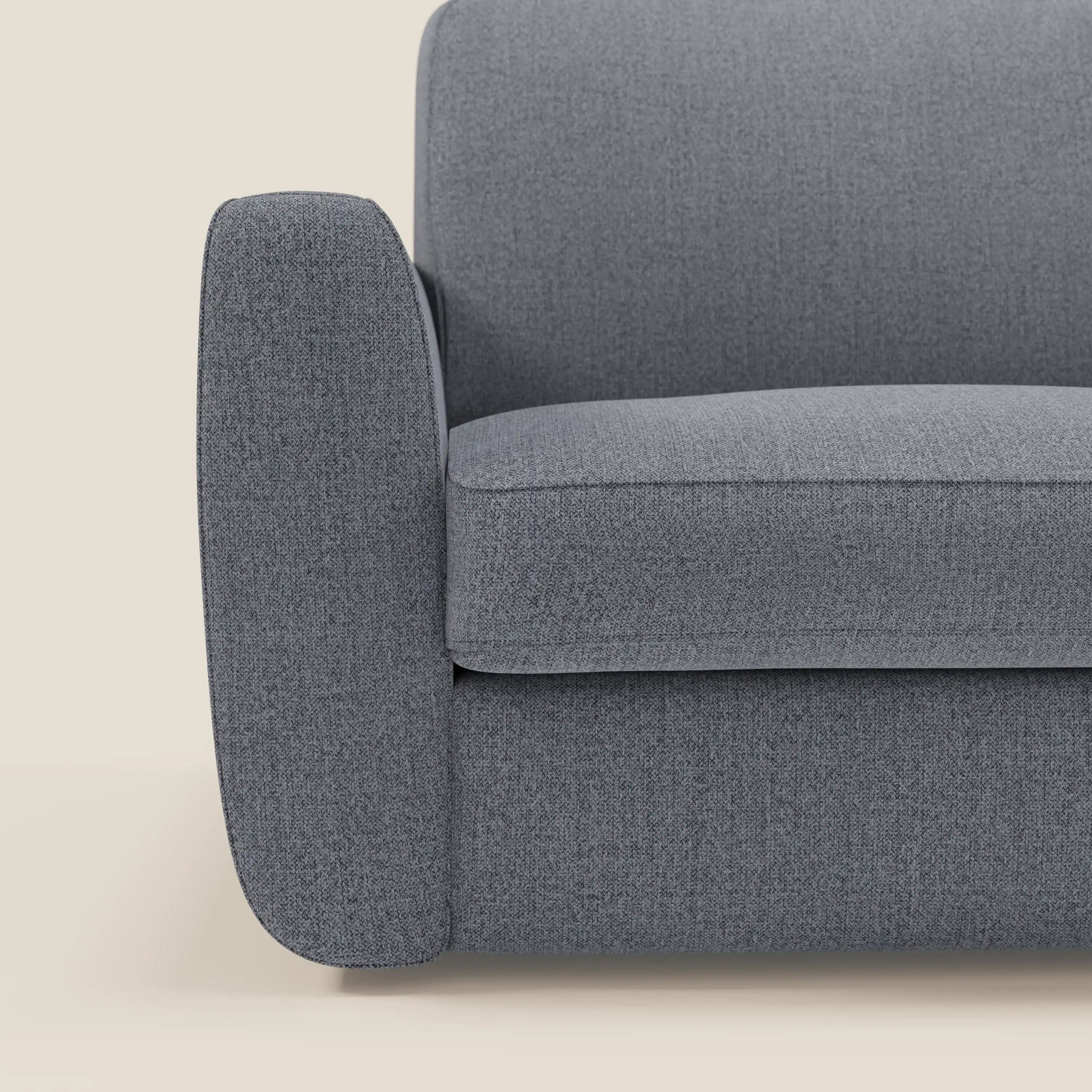 Leonida Abziehbares Schlafsofa mit Matratze H18 cm und Kissenfach aus abwaschbarem Stoff T23 graphitblau