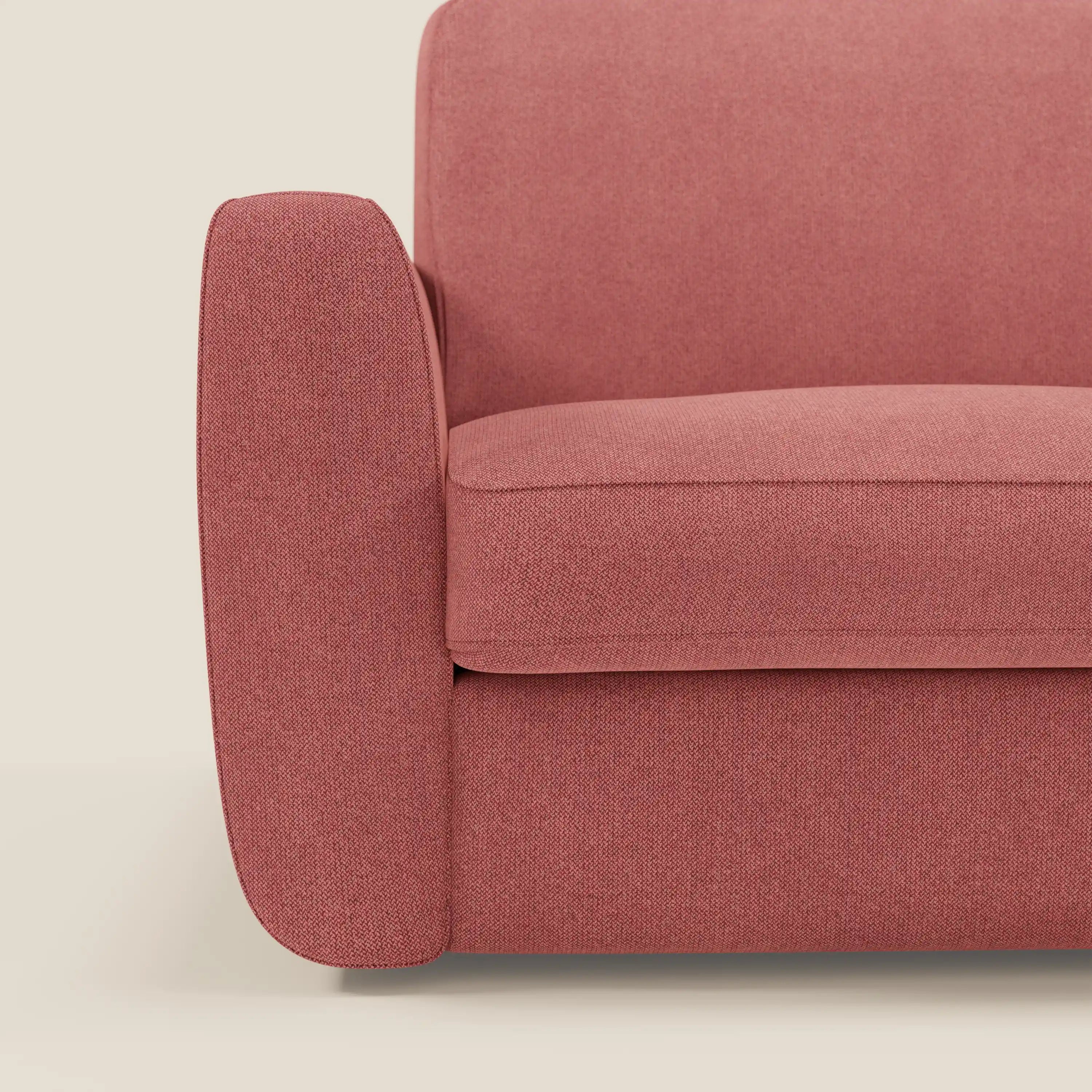 Leonida Abziehbares Schlafsofa mit Matratze H18 cm und Kissenfach aus abwaschbarem Stoff T23 kirschrot