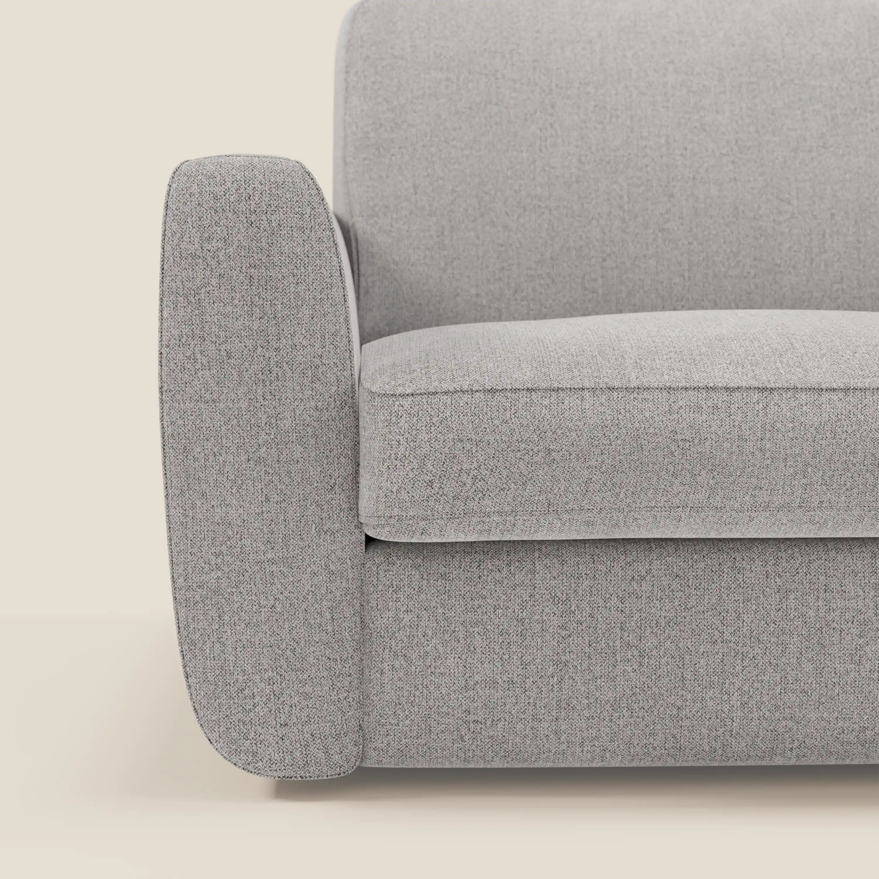 Leonida Abziehbares Schlafsofa mit Matratze H18 cm und Kissenfach aus abwaschbarem Stoff T23 grau