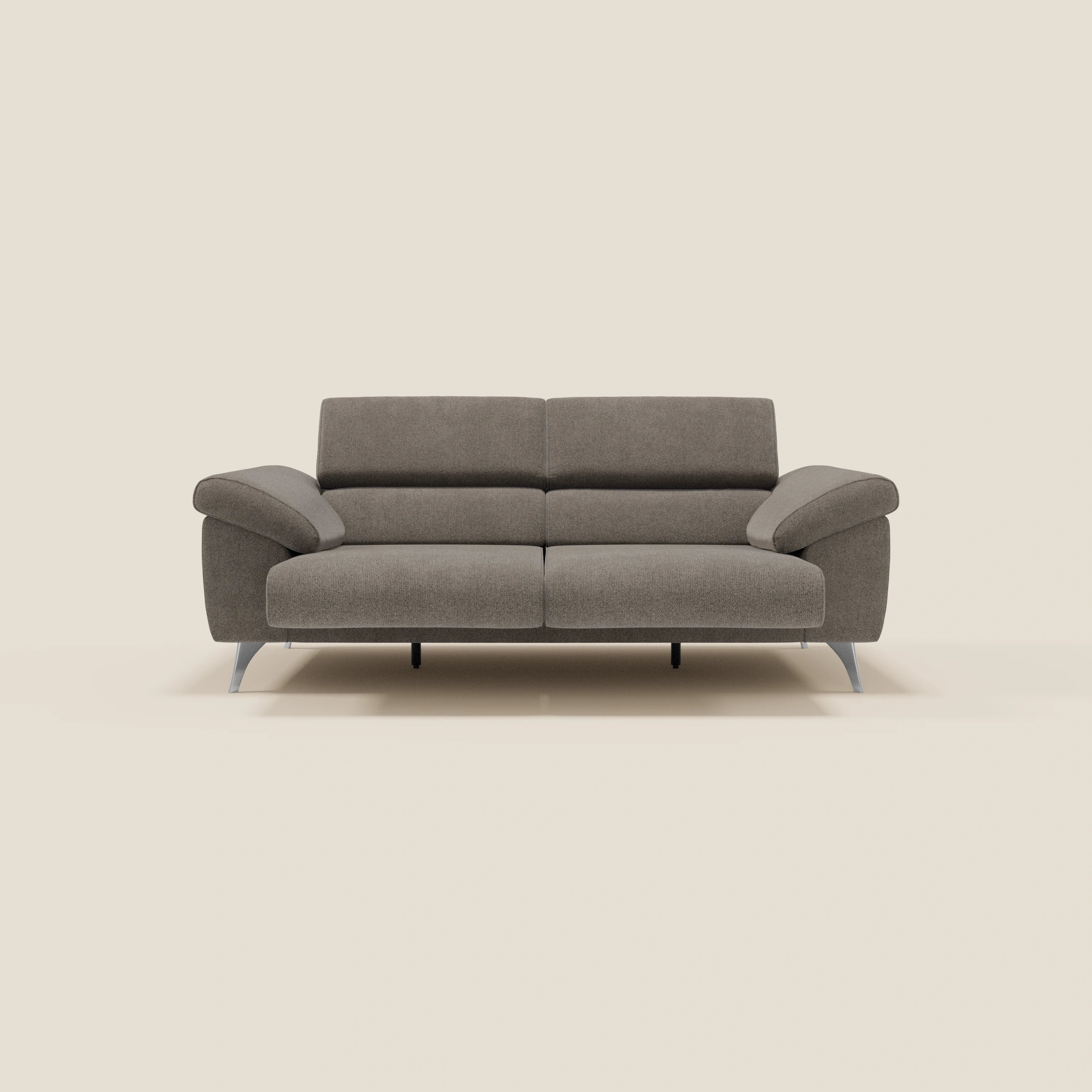Donatello Sofa mit ausziehbaren Sitzen, Armlehnen mit Staufach und verstellbaren Kopfstützen aus abwaschbarem Stoff T23 Taupe