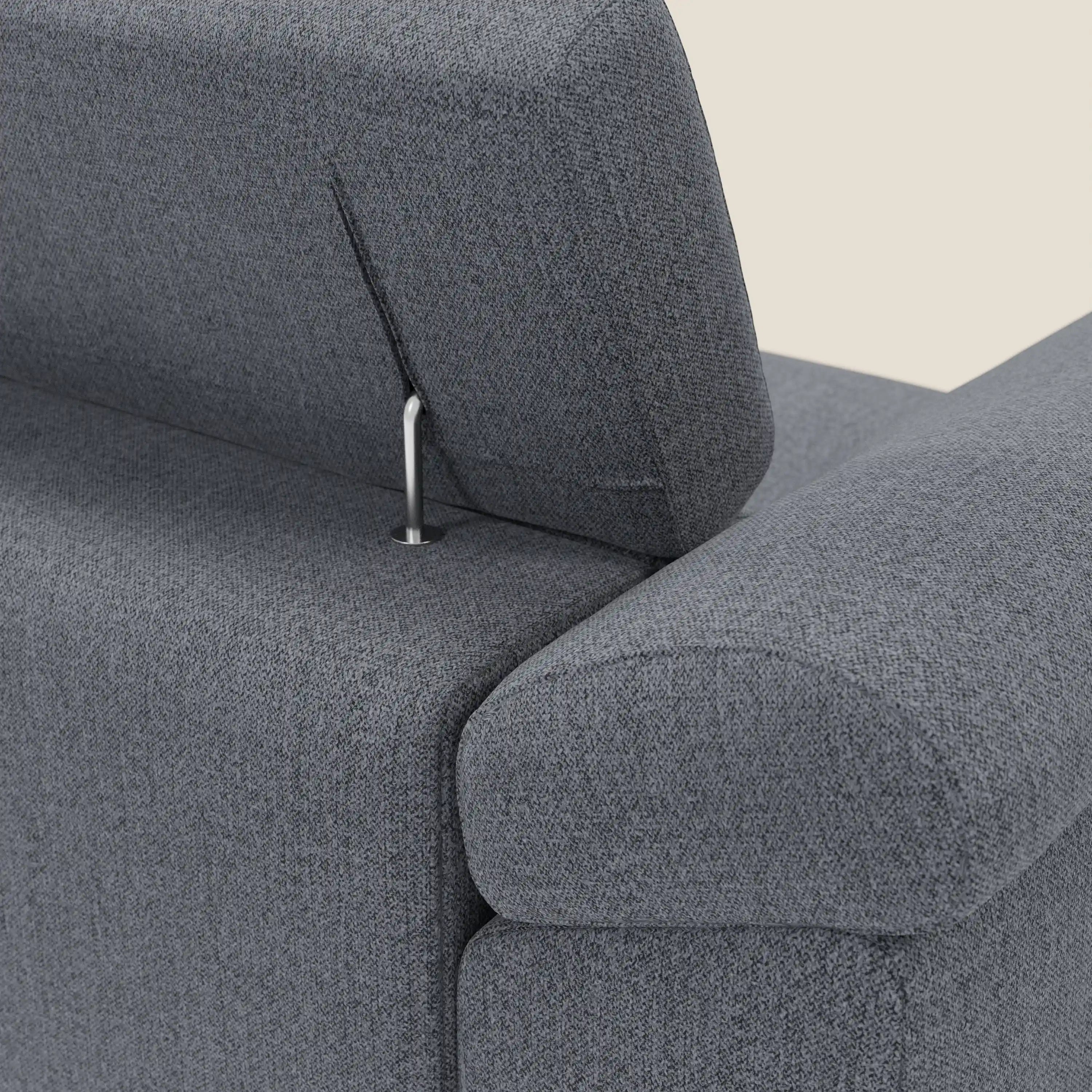 Donatello Ecksofa mit verschiebbaren Sitzen, Armlehnen mit Stauraum und Kopfstütze aus weichem, abwaschbarem Stoff T23 graphitblau