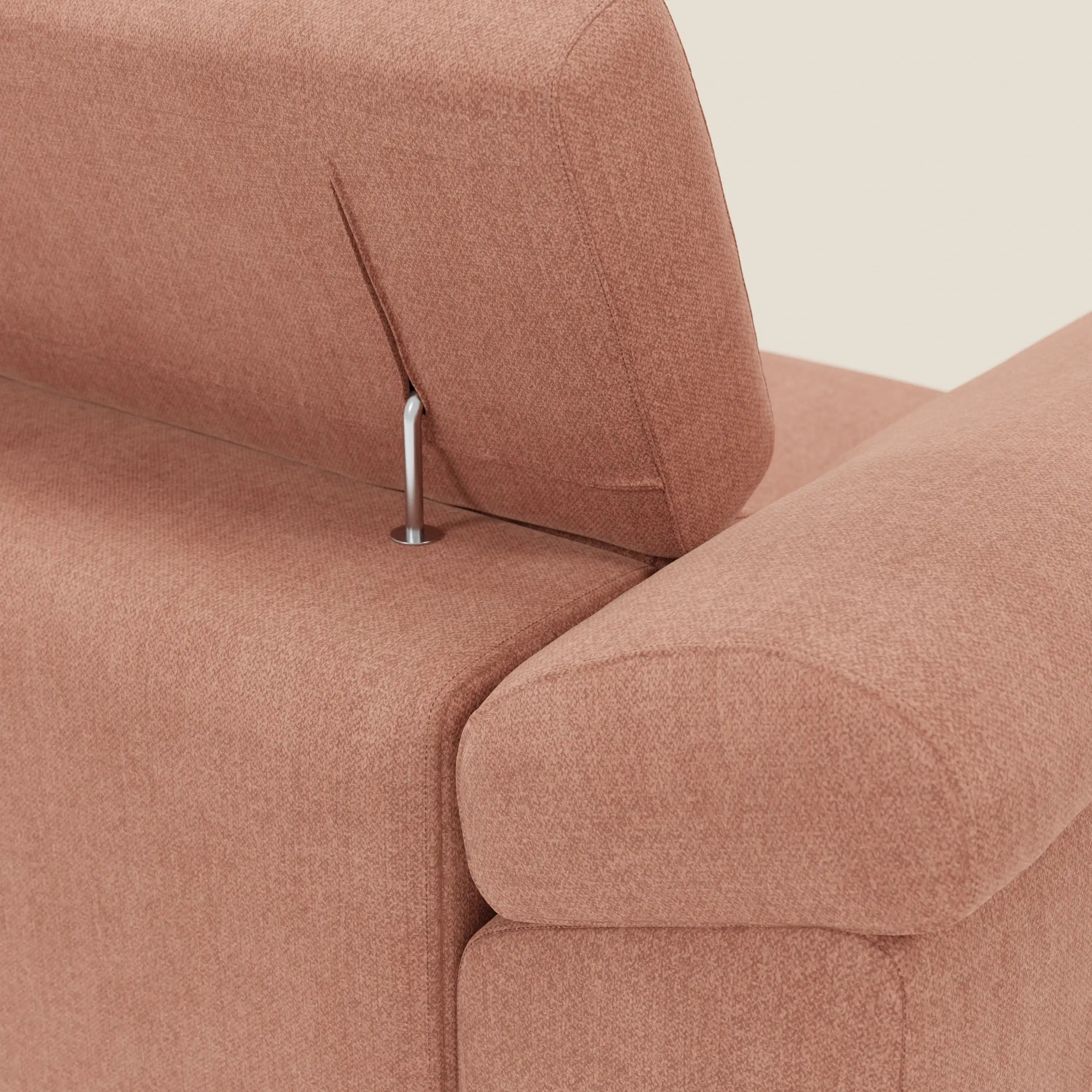 Donatello Ecksofa 265 cm RECHTS mit verschiebbaren Sitzen, Armlehnen mit Stauraum und Kopfstütze aus weichem, abwaschbarem Stoff T23 pfirsich