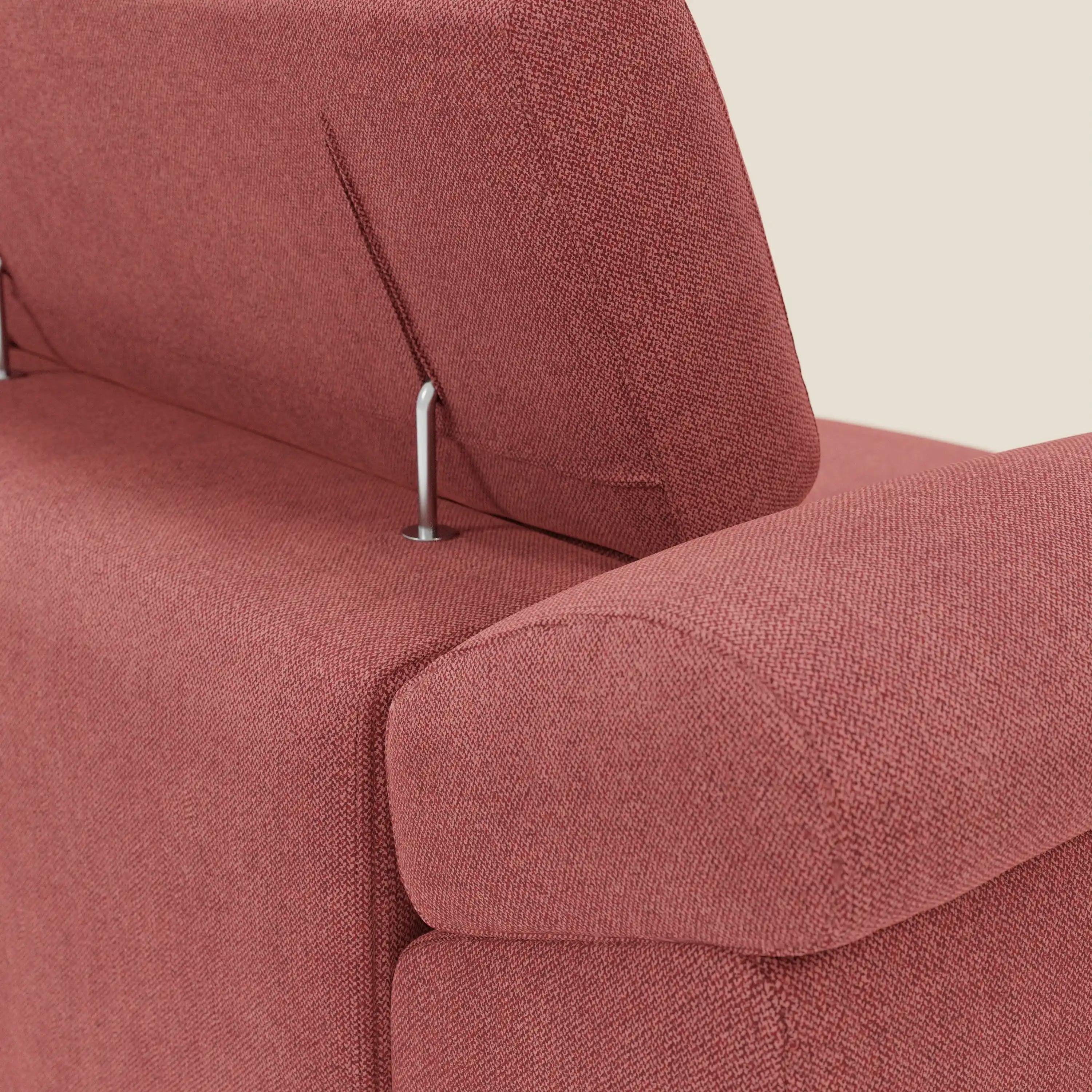 Donatello Sofa mit 3 ausziehbaren Sitzen, Armlehnen mit Staufach und verstellbaren Kopfstützen aus abwaschbarem Stoff T23 kirschrot