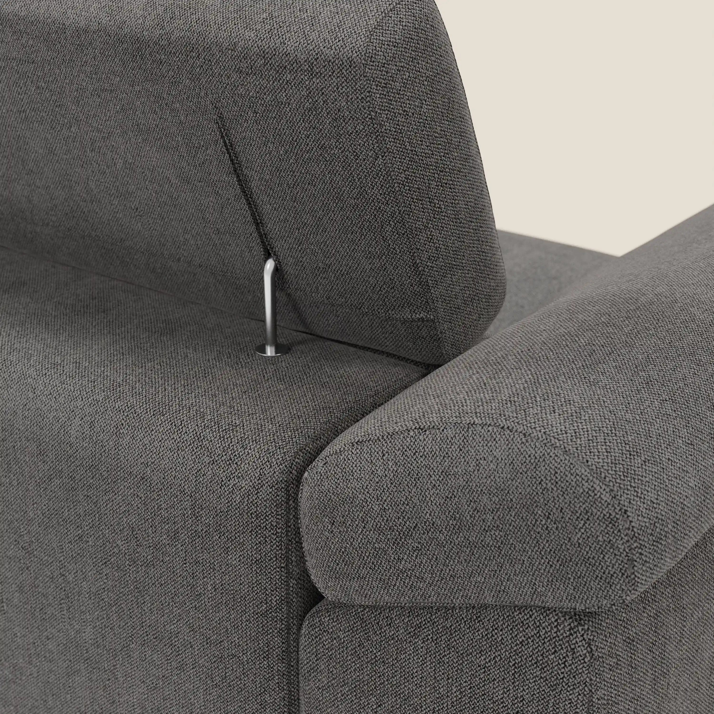 Donatello Ecksofa mit verschiebbaren Sitzen, Armlehnen mit Stauraum und Kopfstütze aus weichem, abwaschbarem Stoff T23 anthrazit