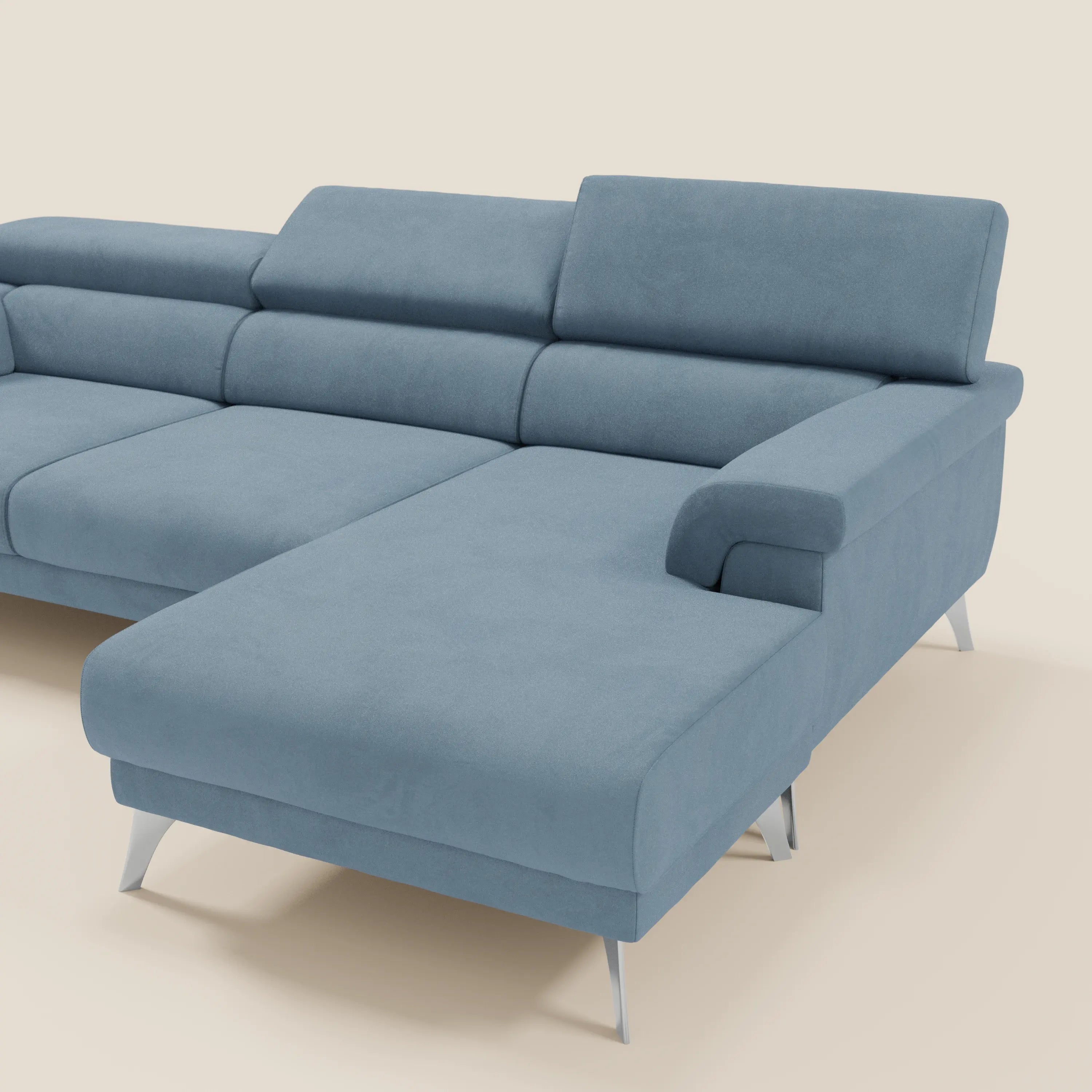 Raffaello Ecksofa mit verschiebbaren Sitzen und verstellbaren Kopfstützen aus abwaschbarer Mikrofaser T11