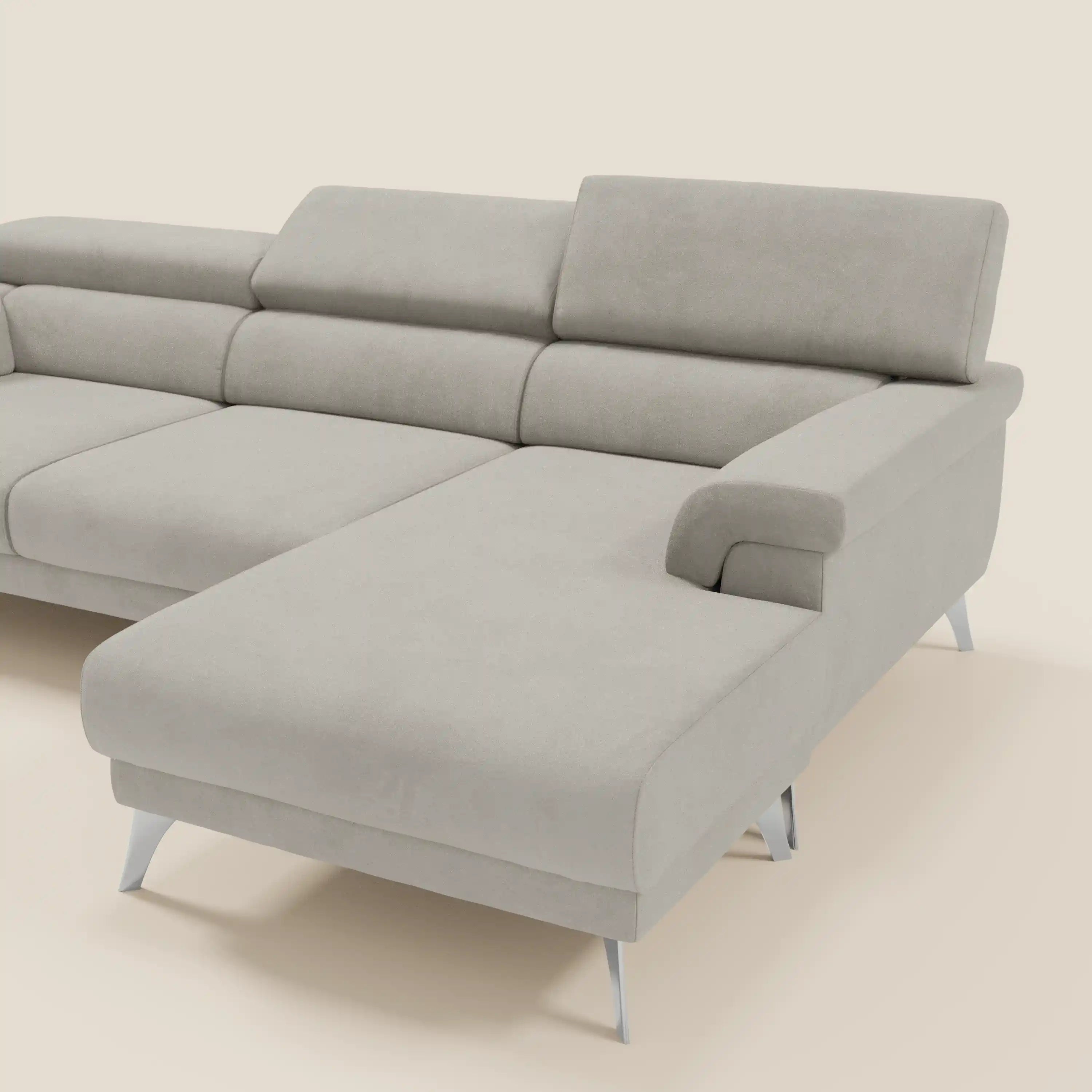 Raffaello Ecksofa mit verschiebbaren Sitzen und verstellbaren Kopfstützen aus abwaschbarer Mikrofaser T11