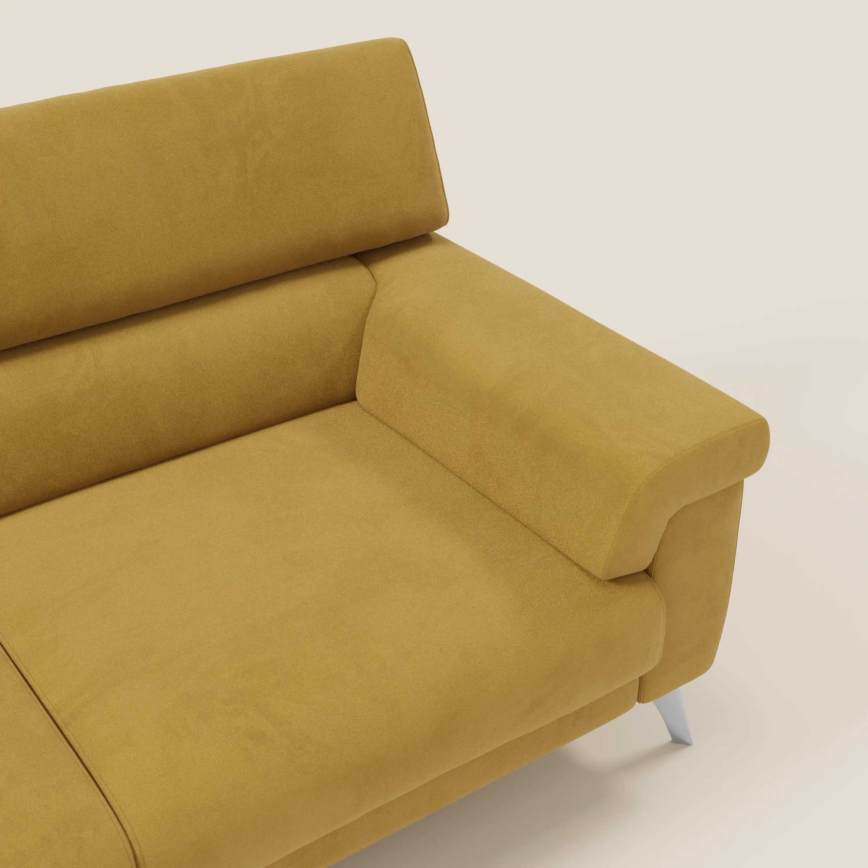 Raffaello Sofa mit ausziehbaren Sitzen und verstellbaren Kopfstützen aus abwaschbarer Mikrofaser T11 gelb