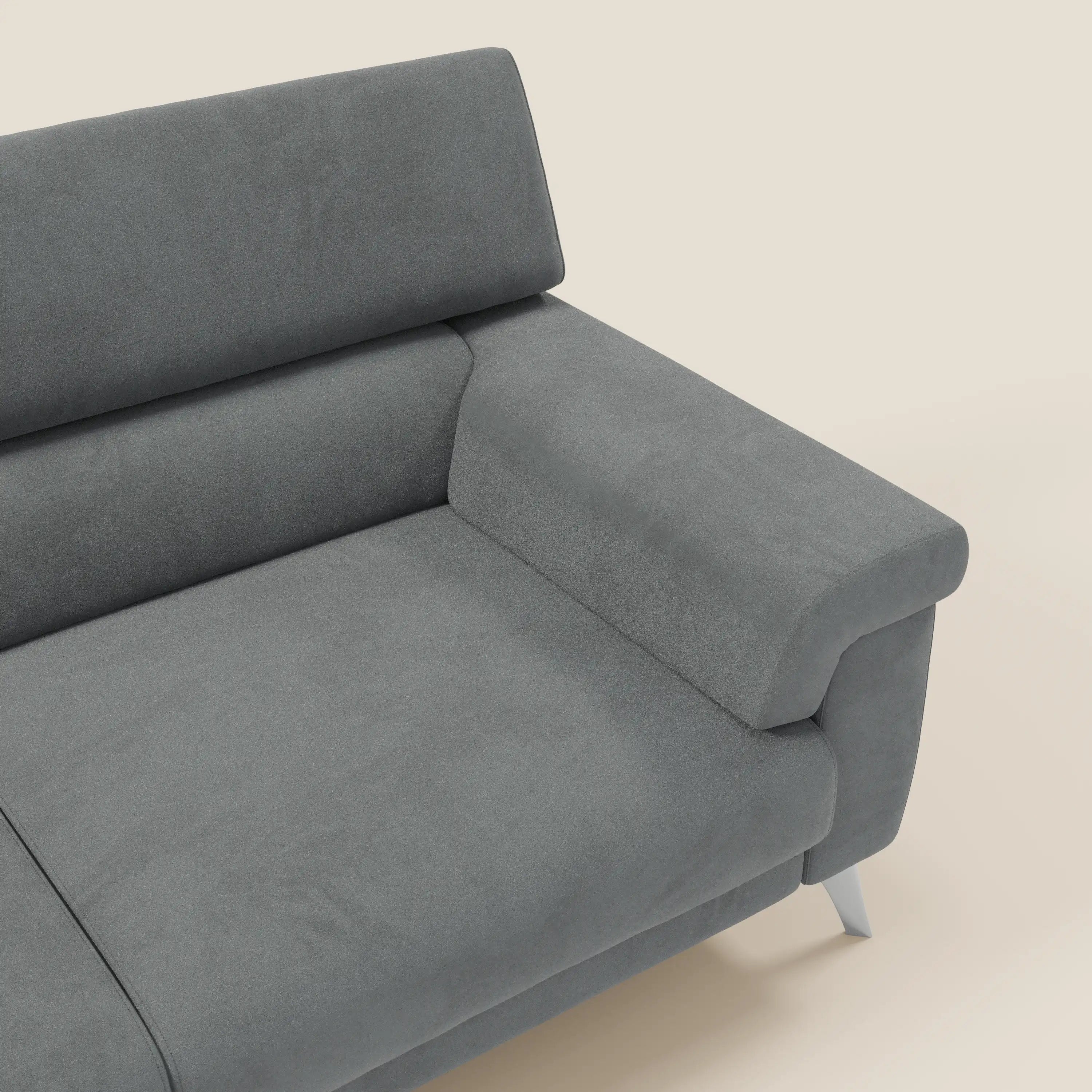 Raffaello sofa  mit ausziehbaren Sitzen und verstellbaren Kopfstützen aus abwaschbarer Mikrofaser T11 grau