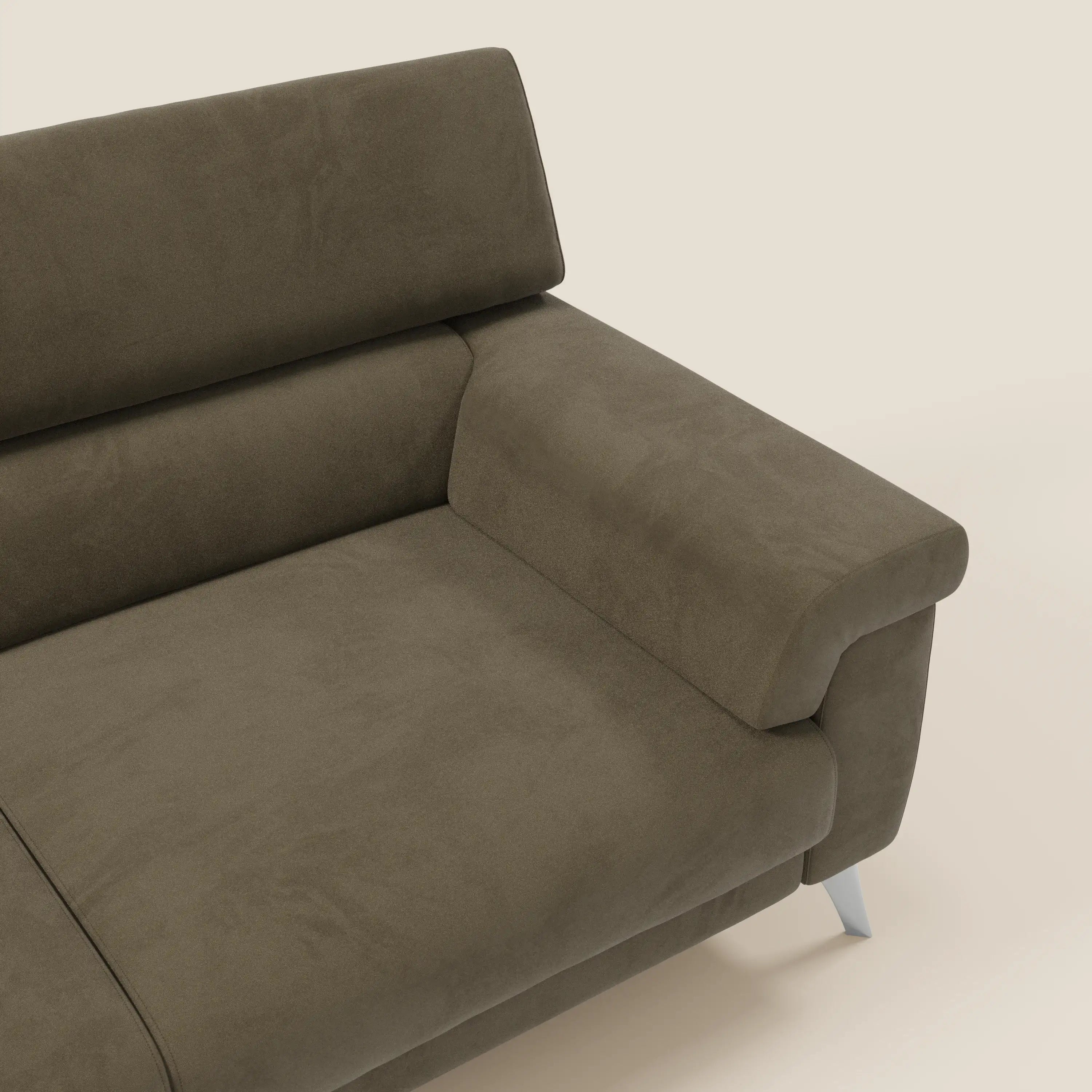 Raffaello Sofa mit ausziehbaren Sitzen und verstellbaren Kopfstützen aus abwaschbarer Mikrofaser T11 braun