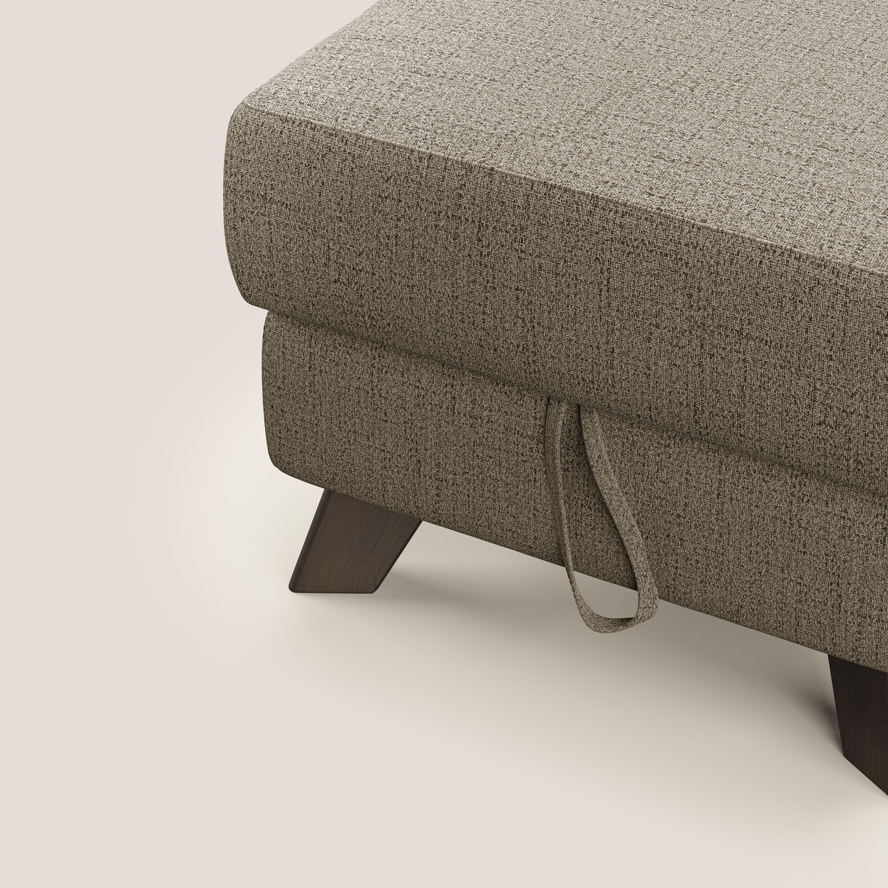 Moon Pouf contenitore e piedini alti in tessuto morbido impermeabile fiammato T03 marrone - divani.store