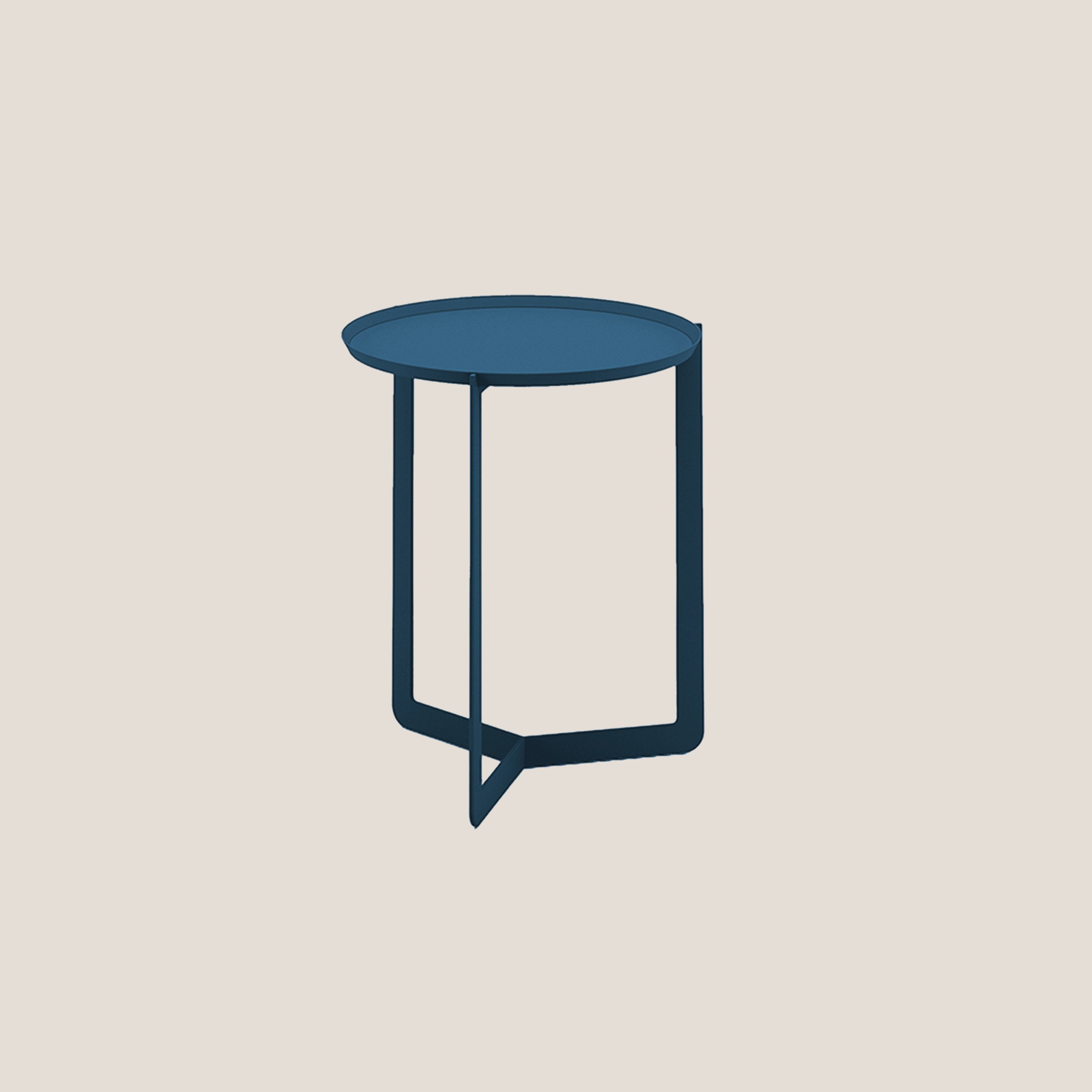 Round tavolino rotondo da salotto in metallo h46 cm blu navy - divani.store