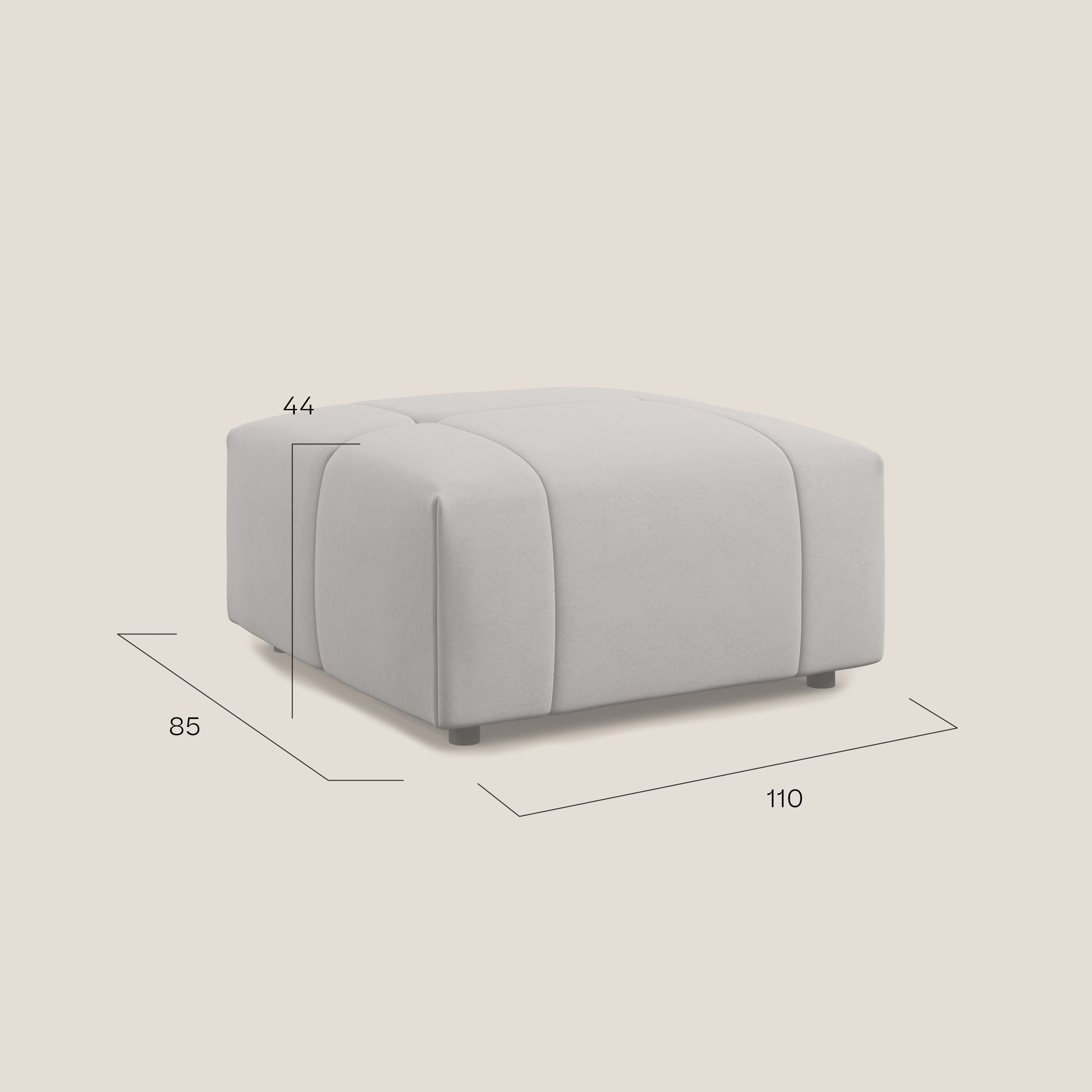 Giotto pouf in morbida microfibra effetto velluto impermeabile idrorepellente T09 beige - divani.store