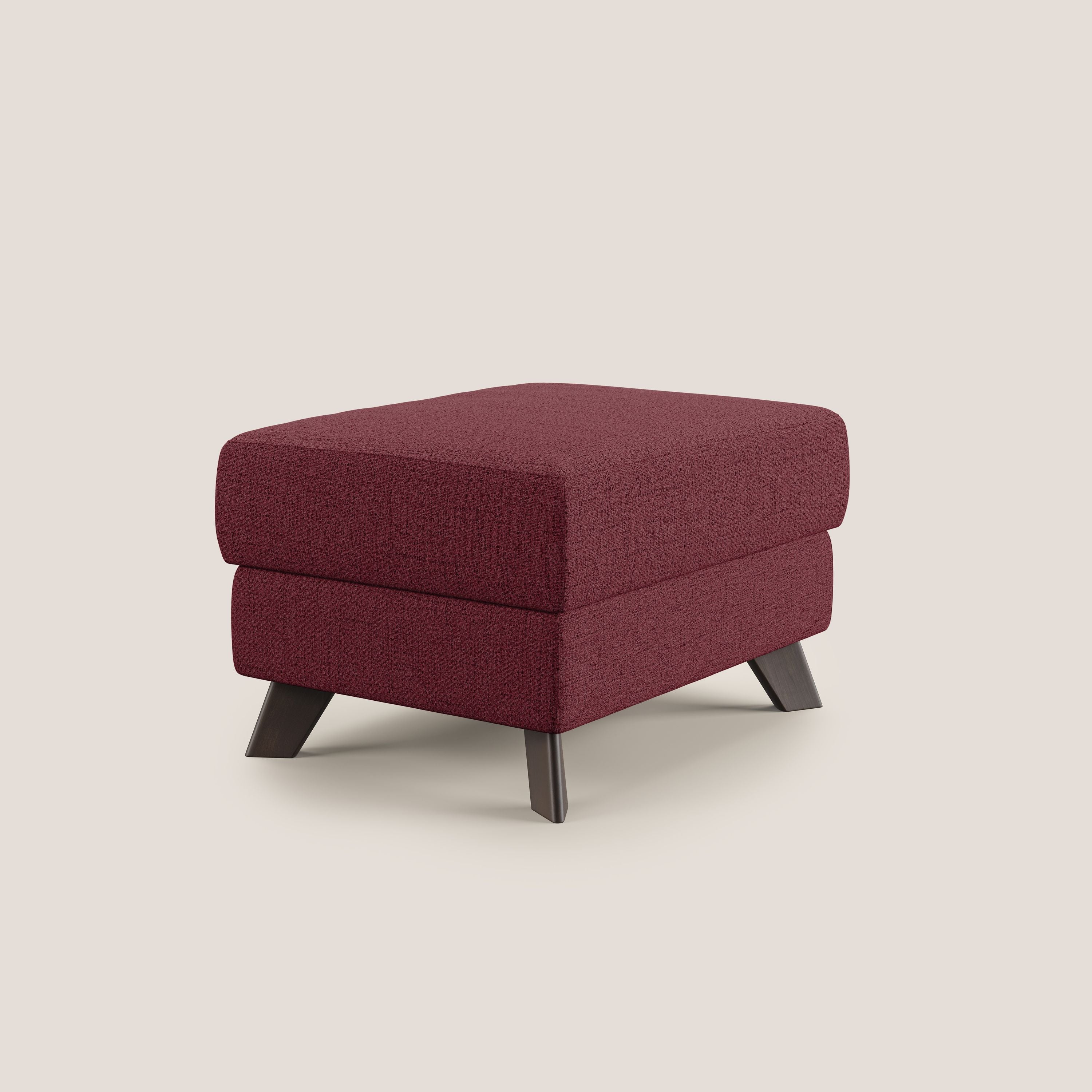 Moon Pouf contenitore e piedini alti in tessuto morbido impermeabile fiammato T03 rosso - divani.store