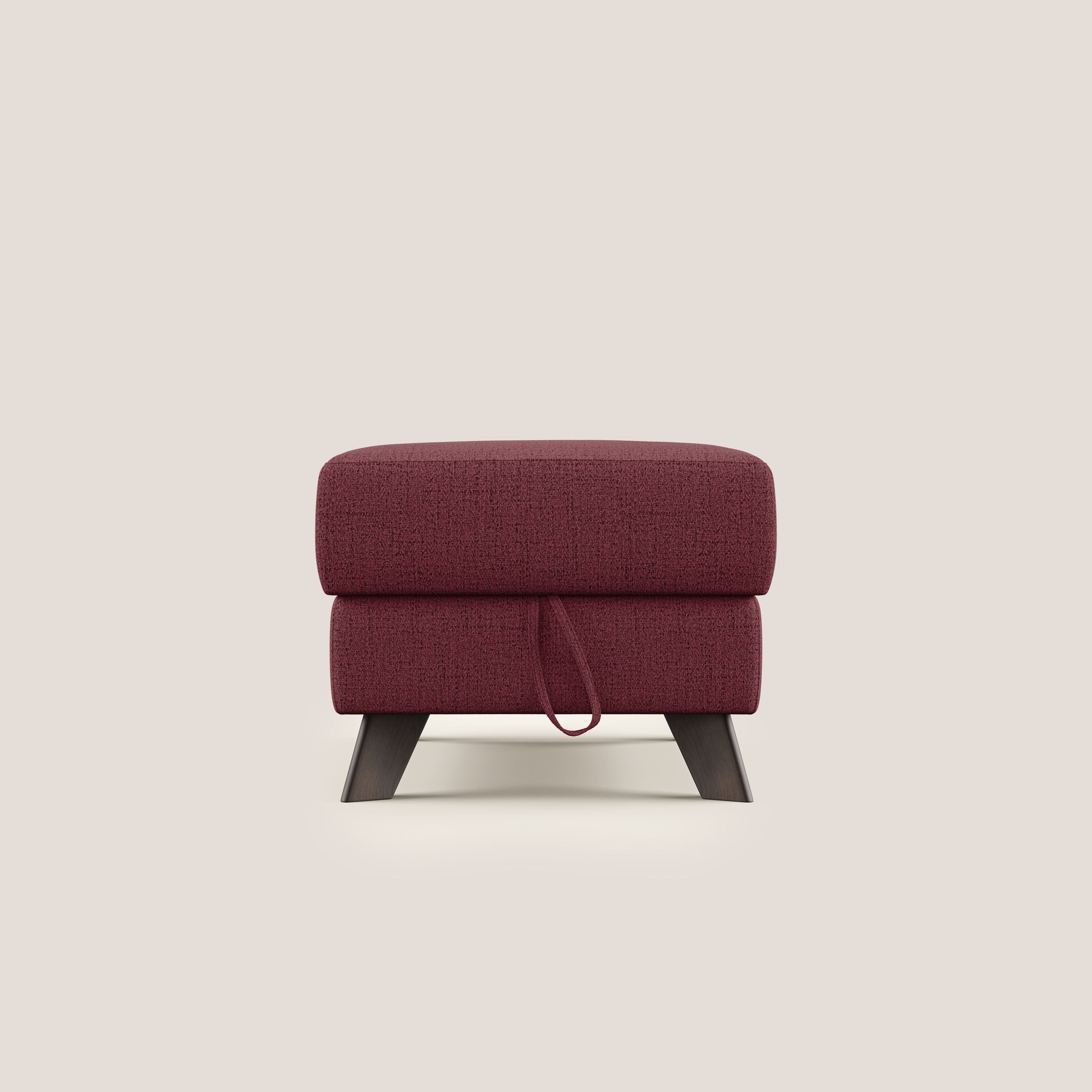 Moon Pouf contenitore e piedini alti in tessuto morbido impermeabile fiammato T03 rosso - divani.store