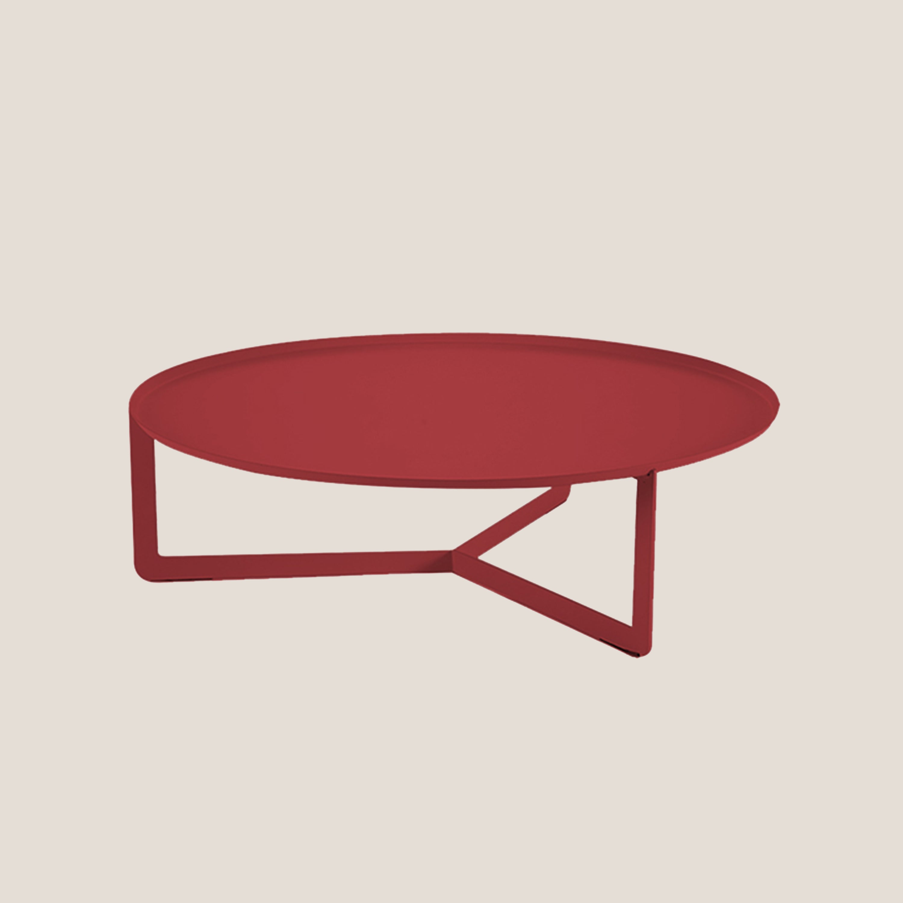 Round niedriger runder Beistelltisch aus Metall h23 cm dahlienrot