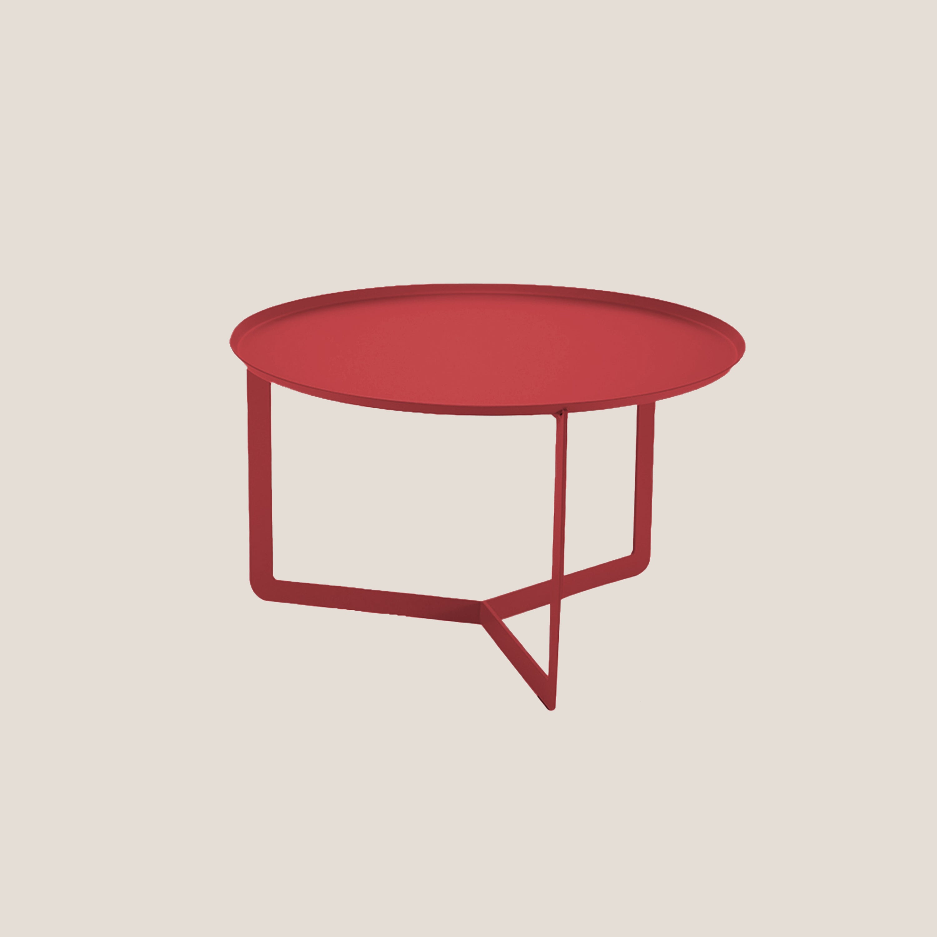 Round tavolino rotondo da salotto in metallo h36 cm rosso dalia - divani.store