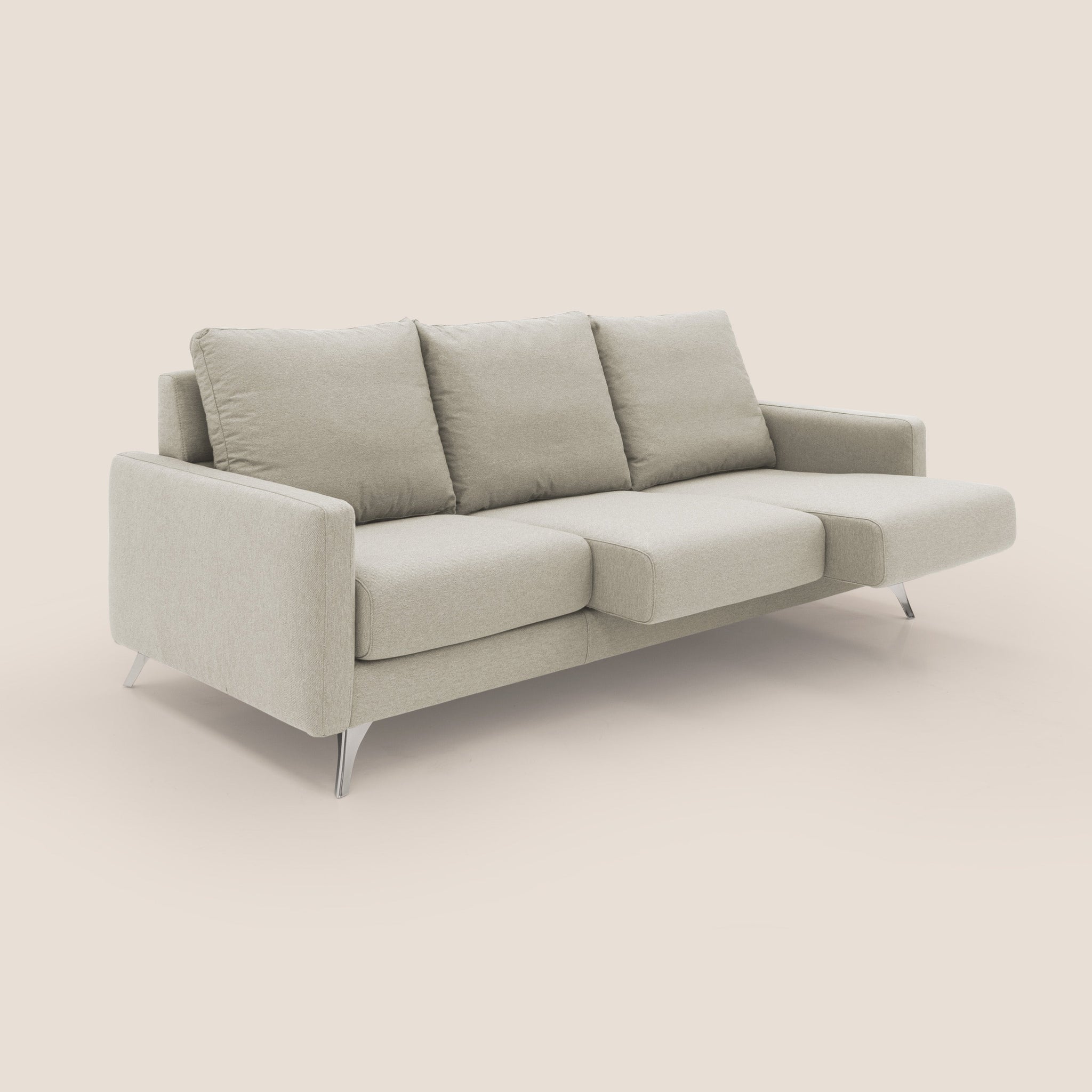 Klimt Sofa mit 3 ausziehbaren Sitzen und Rückenlehnen aus Gänsedaunen in abwaschbarem Stoff T05
