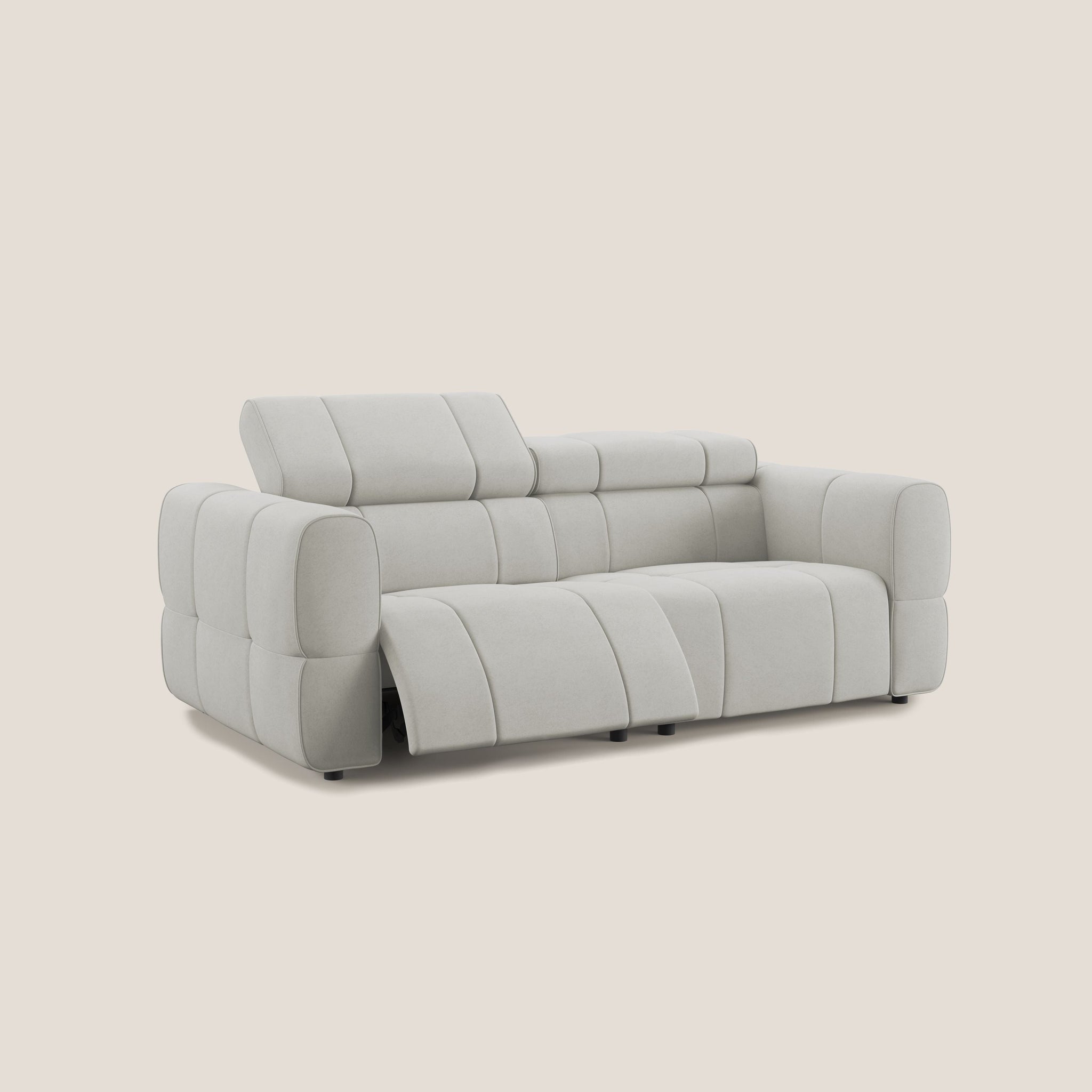 Giotto modulares Sofa mit elektrischer Relaxoption aus wasserfestem Samt T09