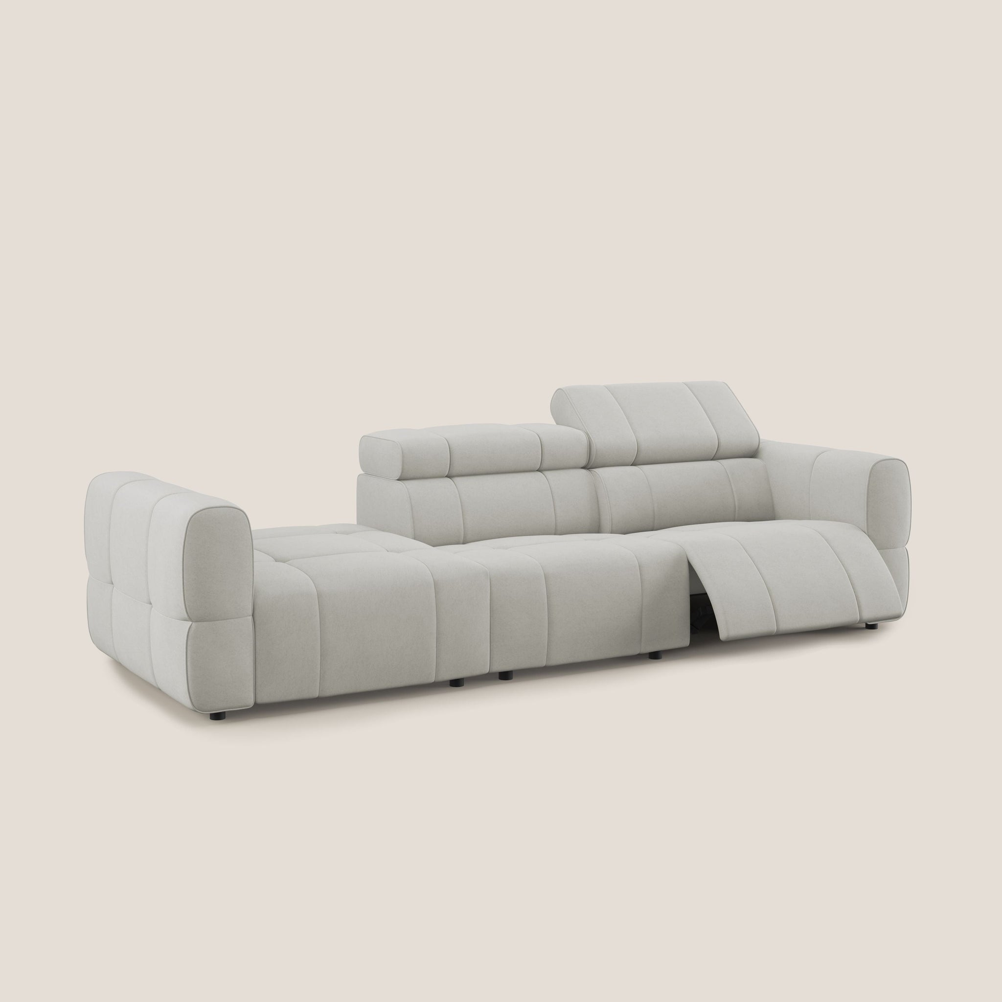 Giotto Modulares Sofa mit elektrischer Relaxoption aus wasserfestem Samt T09